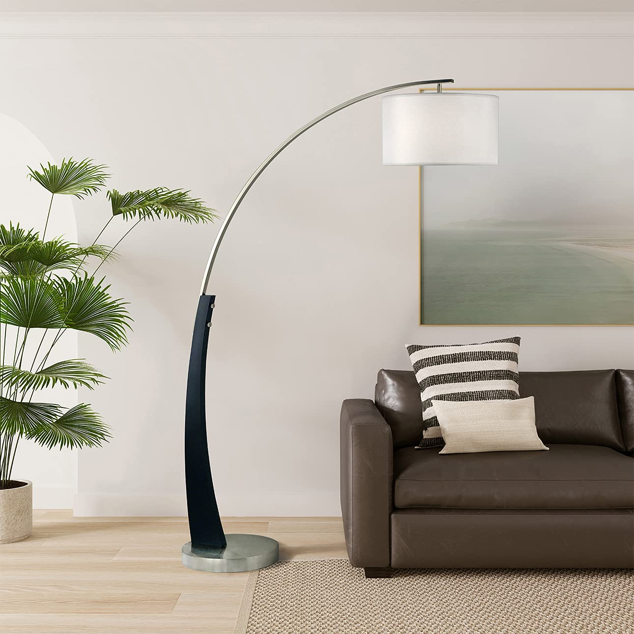 NOVA of California Arc Lamp 2110003A, Brushed Nickel, Wood Material