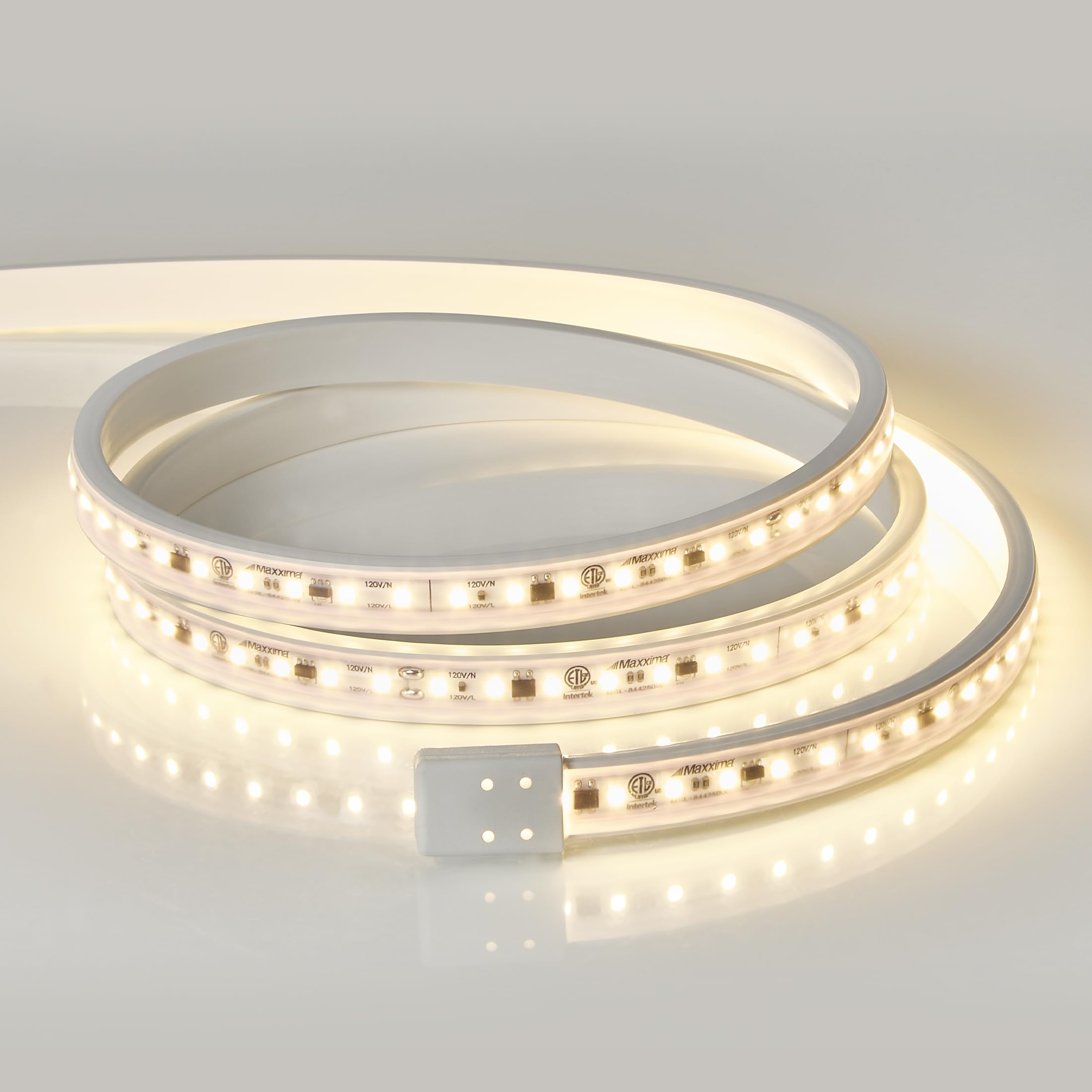 Maxxima 84 In. Hardwired Led Under Cabinet Strip Light, 3220 Lumens, 3000K Warm White, Kitchen And Living Room 120V White Cove L