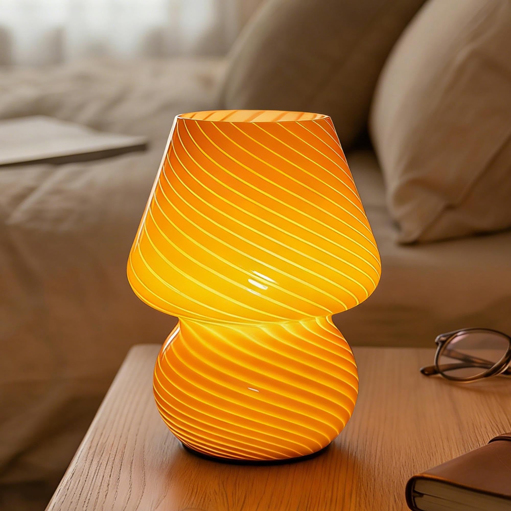 ULAROOM Battery Operated Mushroom Lamp-Vintage Small Table Lamps with Timer, Cordless Battery Powered Bedside Lamp for Bookshelf