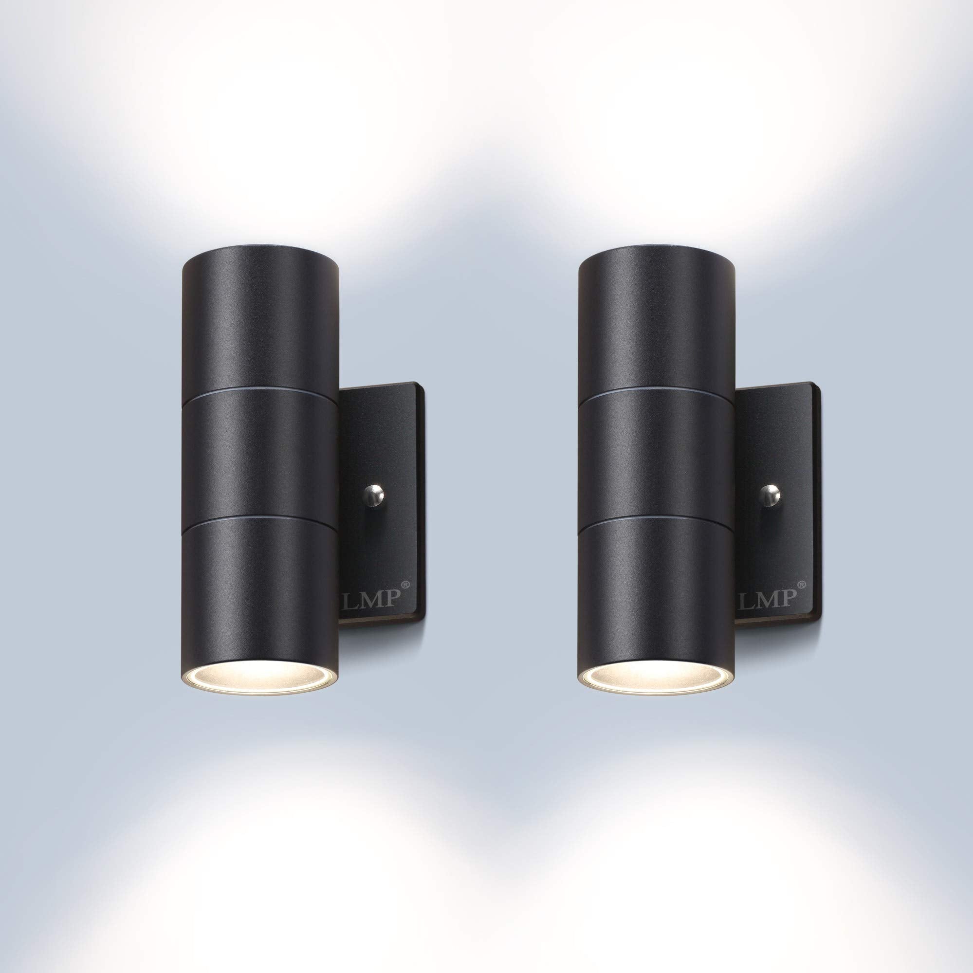 LMP Modern Outdoor Wall Light, Black Aluminum Finish, 2 Pack, Model ZY-B1005BLACK2