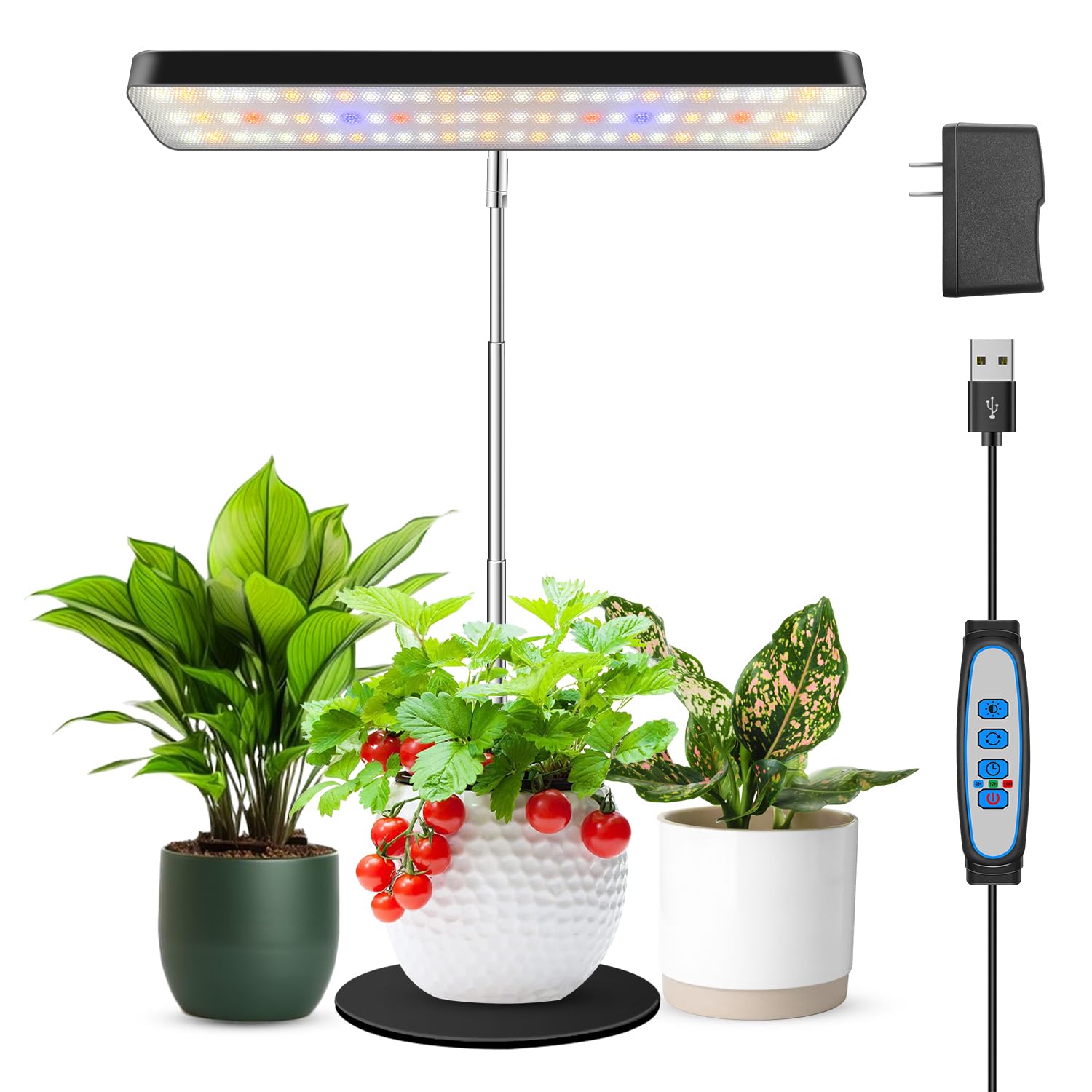 Wiaxulay Full Spectrum Grow Light for Indoor Plants, 78 LED, Height Adjustable 7.8-26 in, Black, Model BL-J10B, 1 Pack