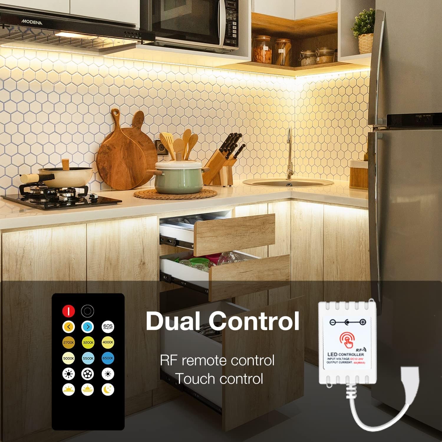 Daybetter Under Cabinet Lighting, 13Ft Dimmable Under Cabinet Lights With Remote, 240 Leds, Tunable White(2700K-6500K) 8 Pcs 1.6