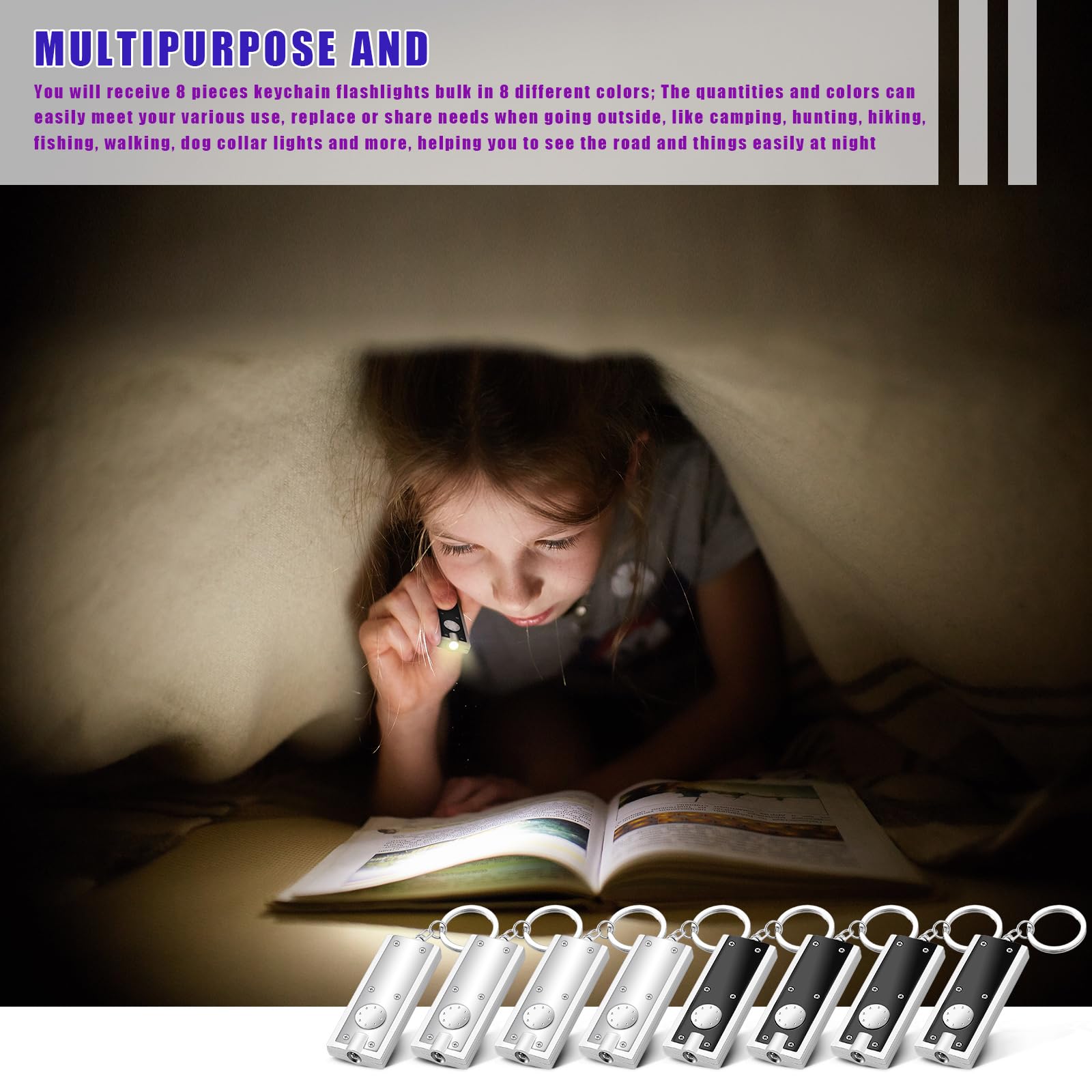 Glooglitter Mini Keychain Flashlight Led Keychain Light Bulk Small Flashlight For Outdoor Camping Hiking Equipment And Emergency Gift(Black, Silver)