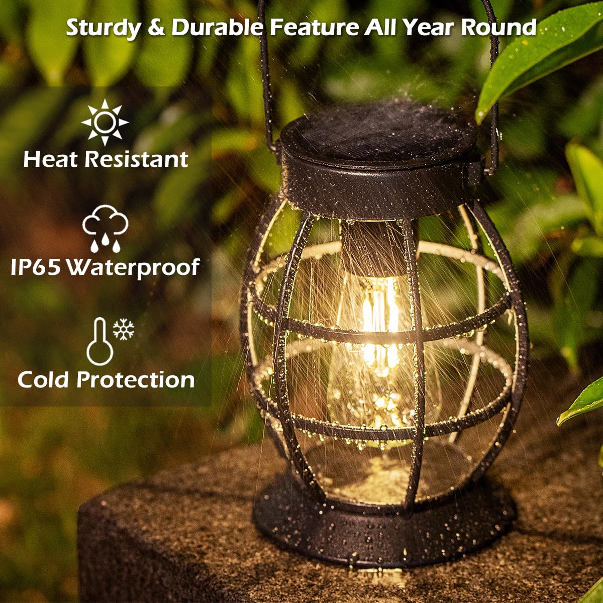 Leidrail Solar Lantern Outdoor Hanging Waterproof Lights, Metal Led Lanterns Sun Powered Landscape Decor For Table Garden Yard P
