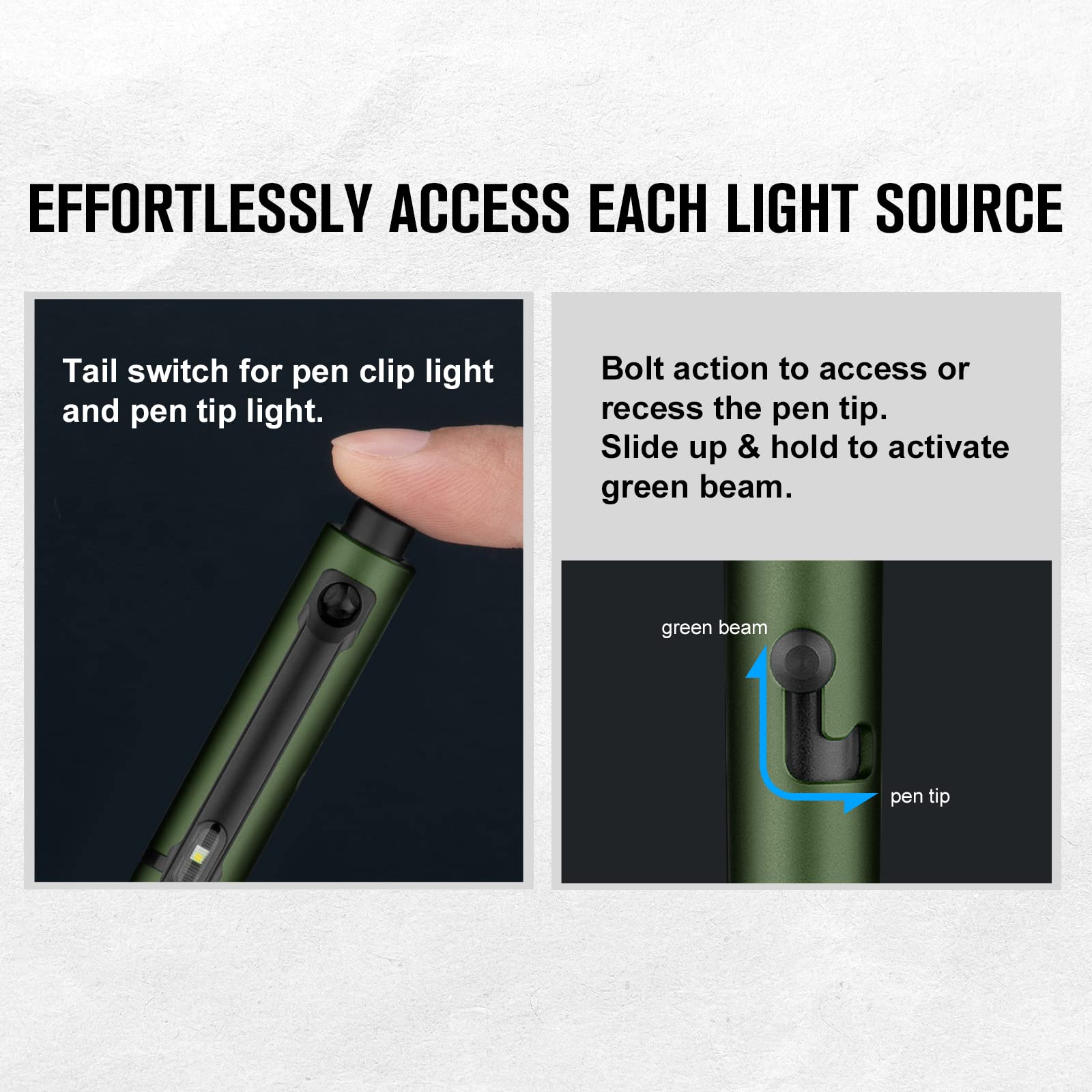 OLIGHT O'Pen Glow EDC Pen Light - 120 Lumens Green Beam Rechargeable Flashlight - OD Green