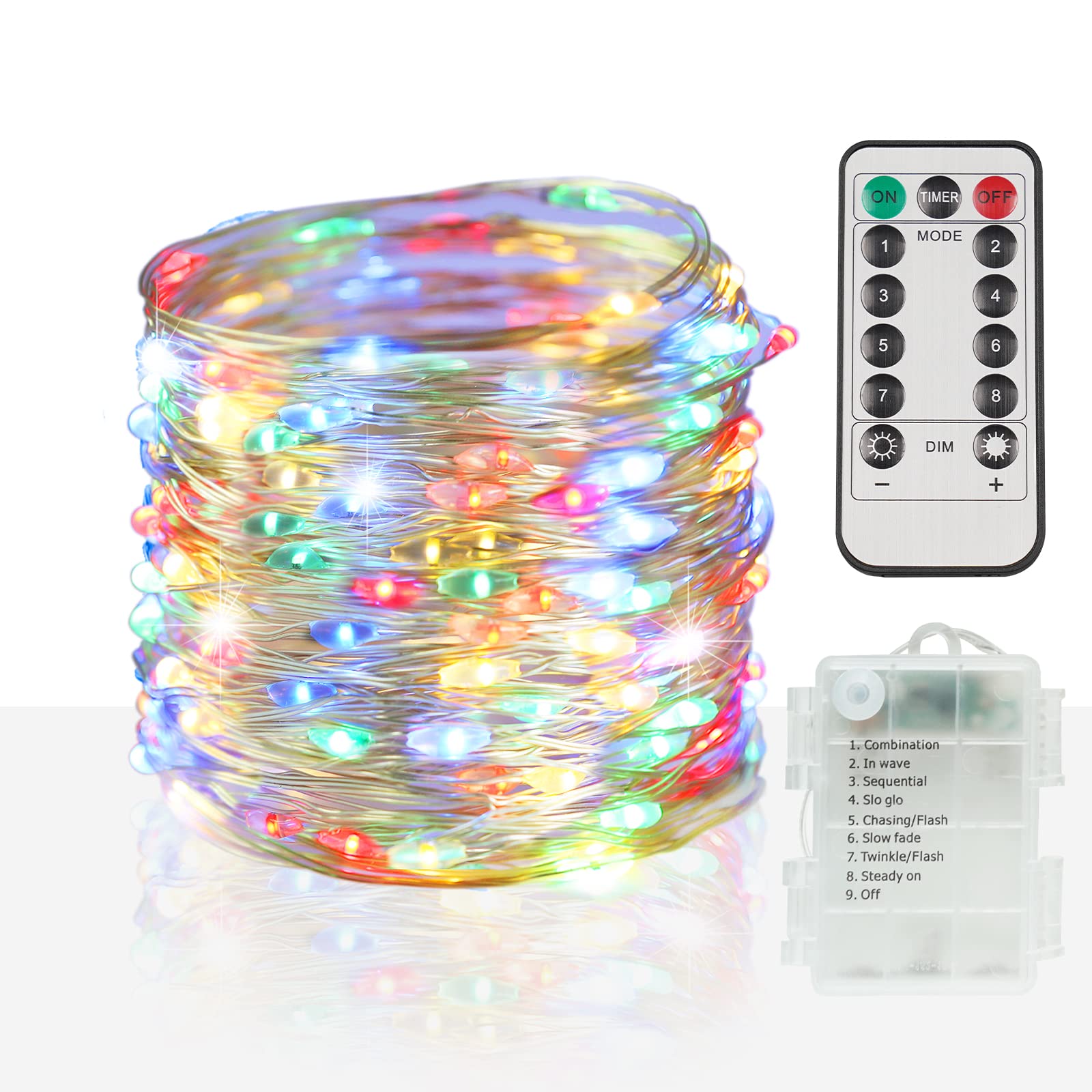 suddus 66ft 200 LED Outdoor String Lights, Multi Color Fairy Lights Battery Operated with Remote, Led Twinkle Lights for Bedroom