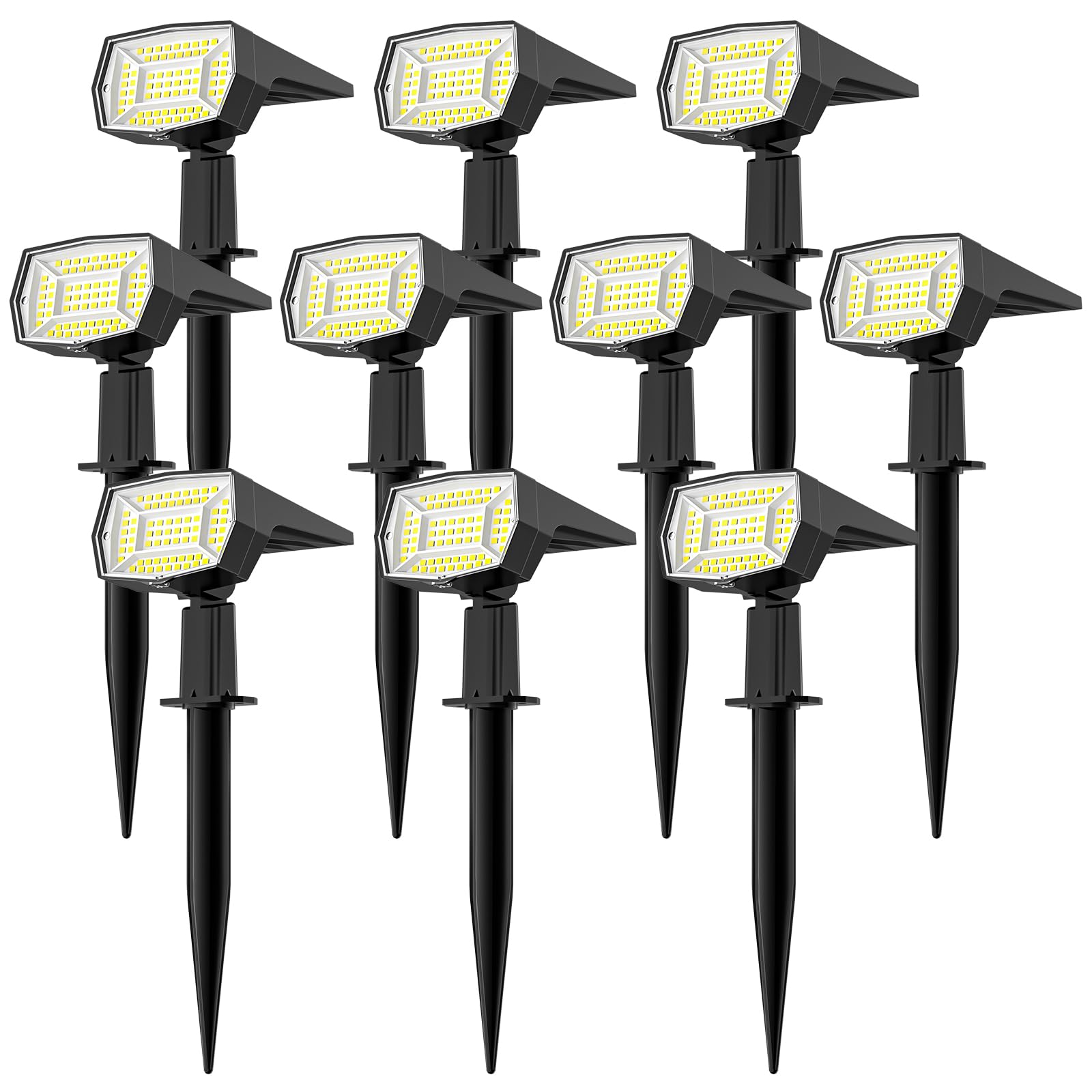 Fabrito Solar Spot Lights, 72 LEDs, Waterproof, 3 Modes, 10 Pack, Cool White, Model 0010