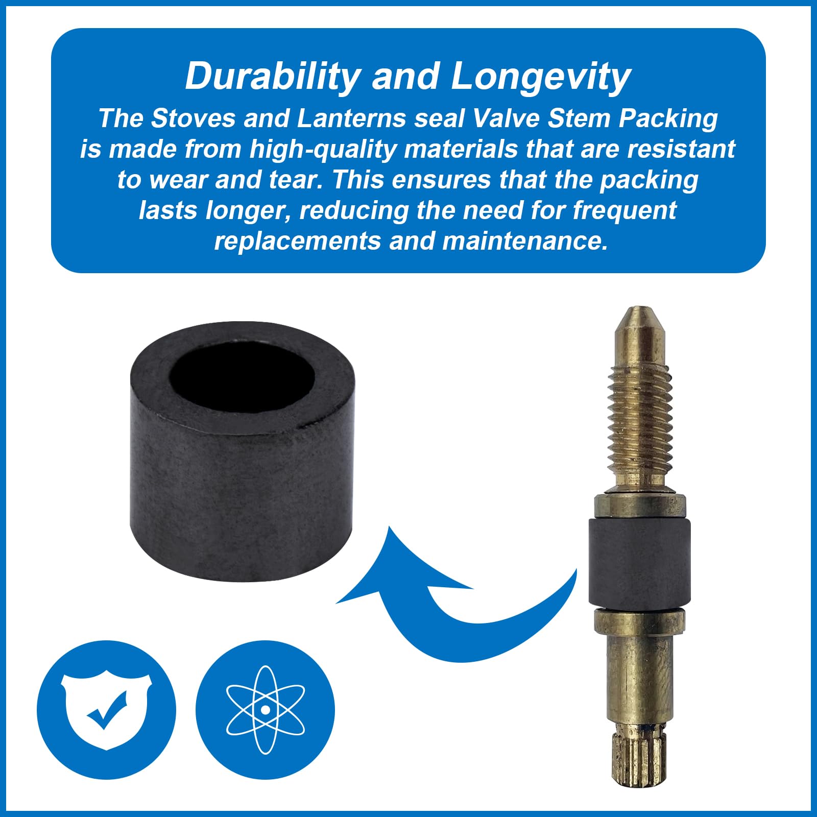 Fix Zhang Valve Stem Packing 118D6201 For Stoves & Lanterns, Graphite, Black, 0.31In Replacement For Coleman 200A 228 400 500