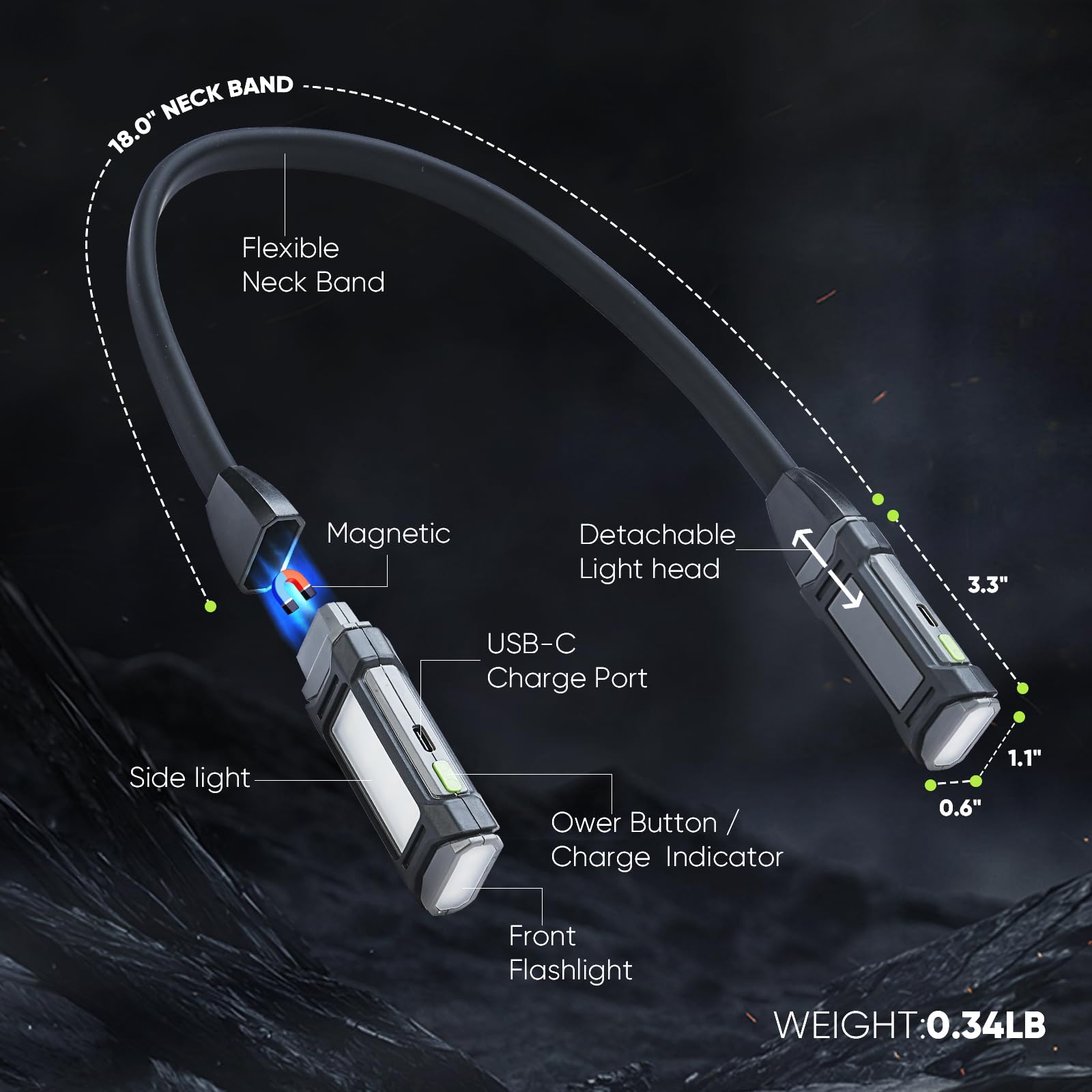 Durapower Neck Light Machine, Book Light Neck Light For Reading, Flexible Around Neck Flashlight For Work Craft,Grill,Repairing,