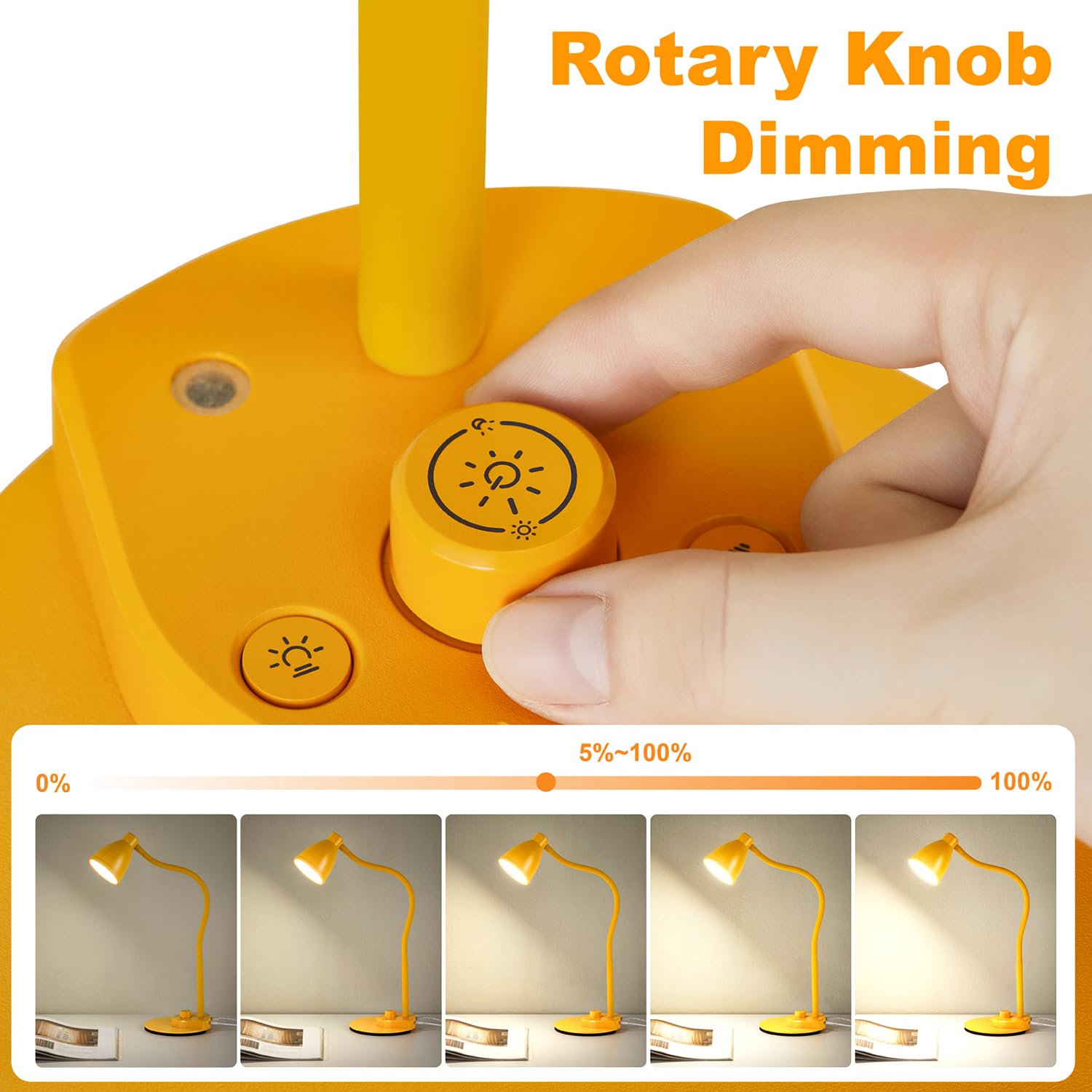 Bohon Led Desk Lamp With Usb Charging Port, 3 Color Modes Fully Dimmable Reading Lamp, Auto Dimming Task Lamp, Flexible Gooseneck Table Light For Home Office Dorm Bedside, Bright Yellow