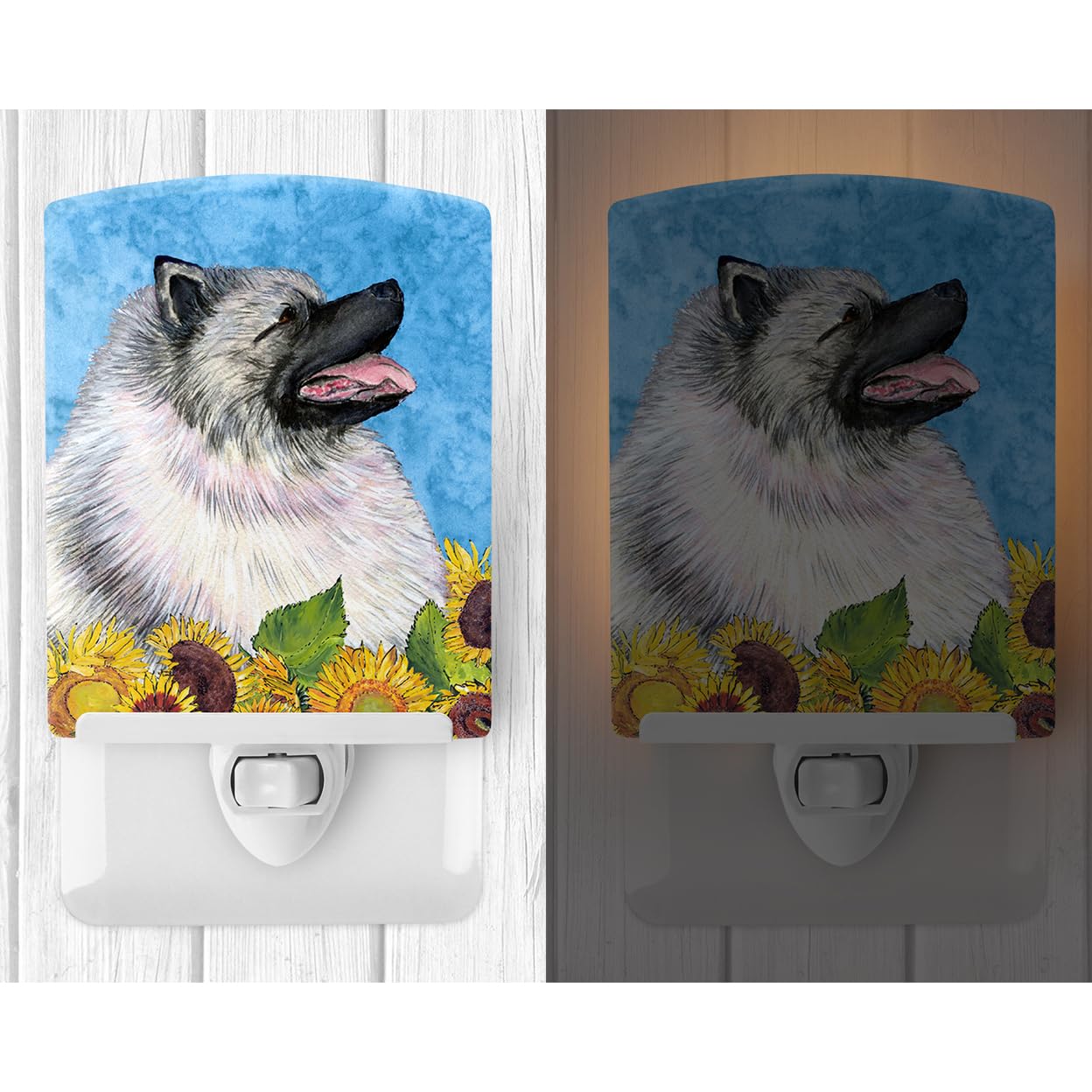 Carolines Treasures Ceramic Night Light, Keeshond Design, 6x4x3 inches, UL-Certified for Bedroom, Bathroom, Nursery, Multicolor