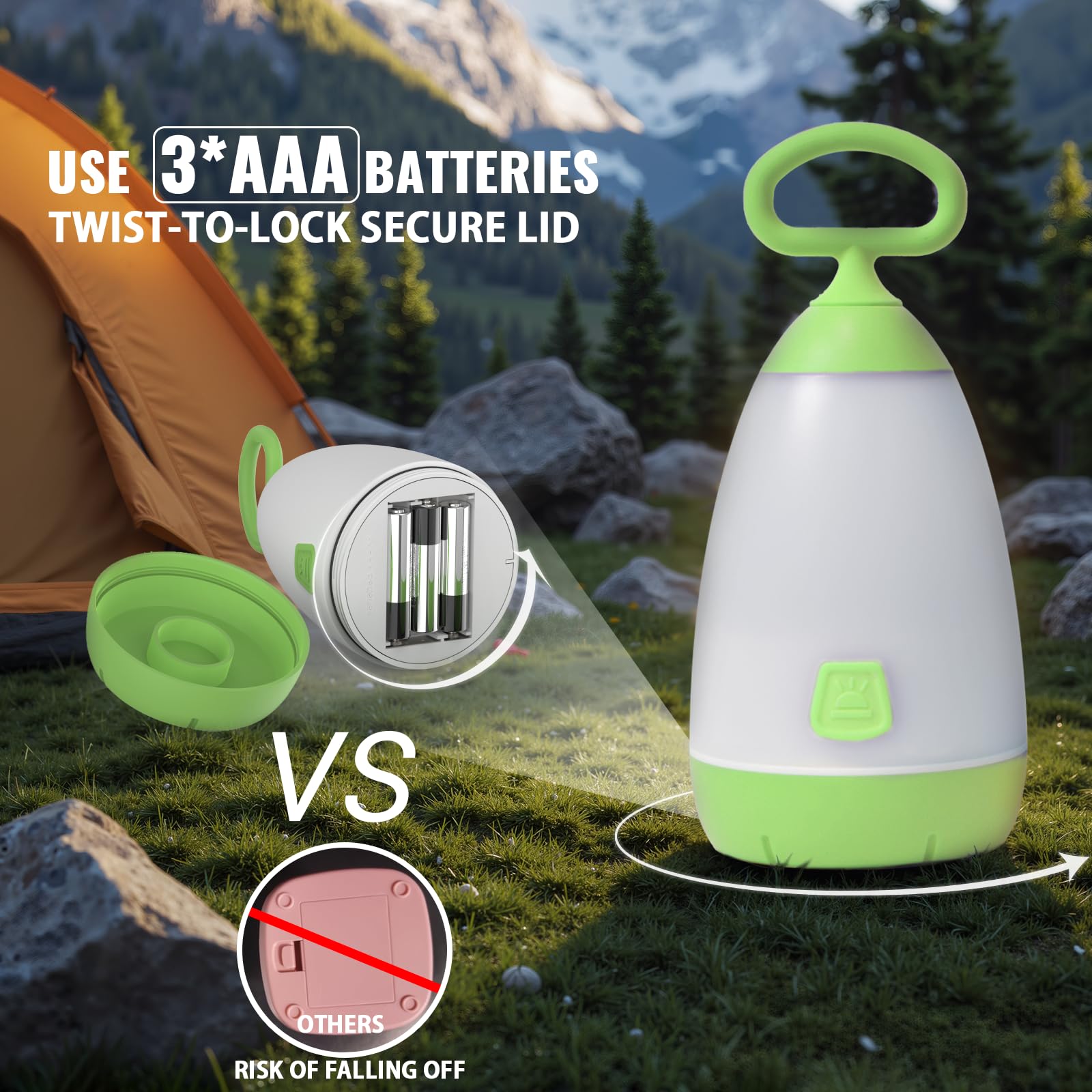 PEPTRONIC Kids Camping Lantern & Night Light Battery Powered, 360 Eye-Safe Light (AAA Included), IPX4 with RGB Modes Portable fo