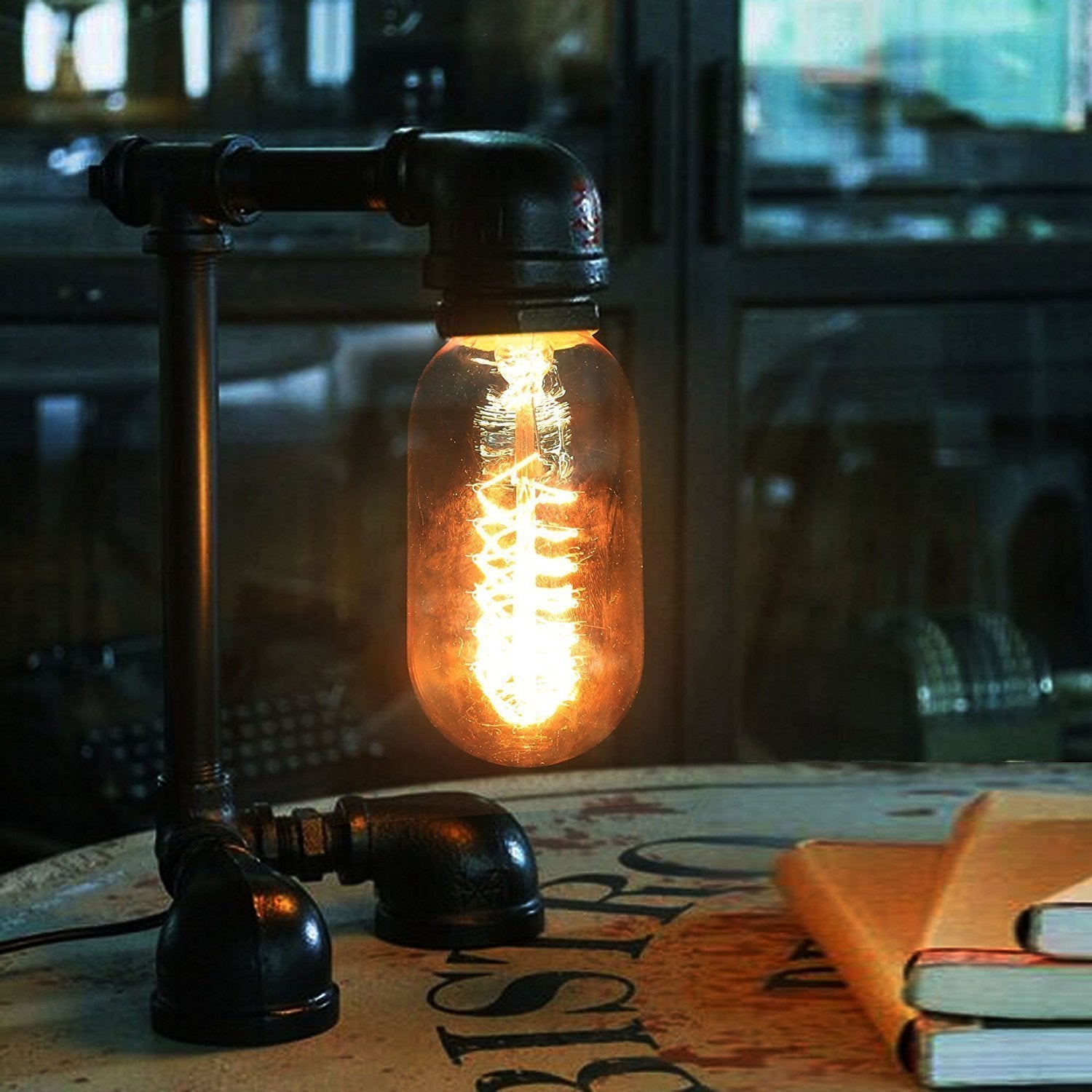 CTKcom T45 Vintage Antique Light Bulbs, 25W Dimmable, Yellow Glass, E26 Base, 4 Pack