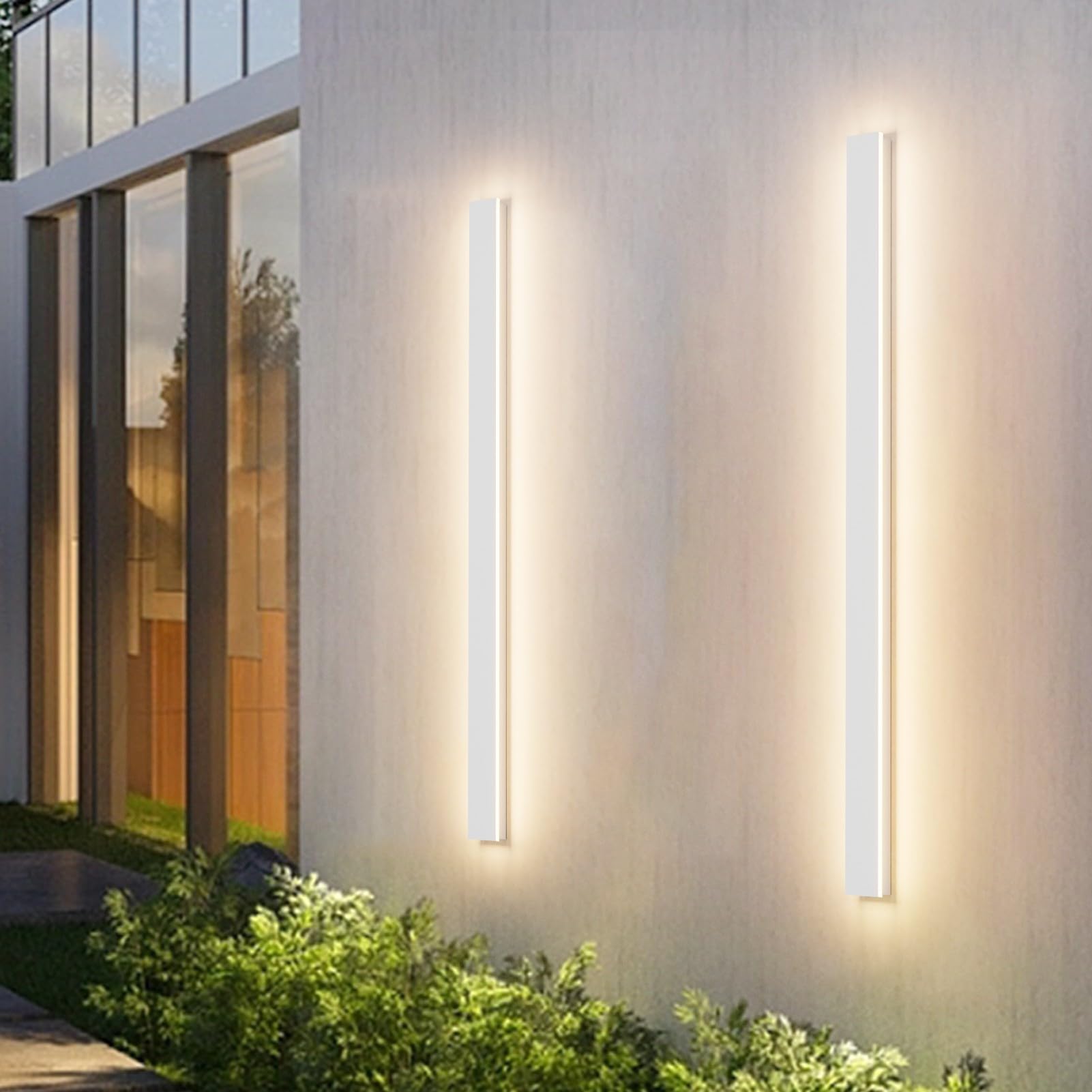 Aipsun 2 Pack Modern Outdoor Wall Lights - 47.2inch Long Strip LED Exterior Porch Lights, 3000K