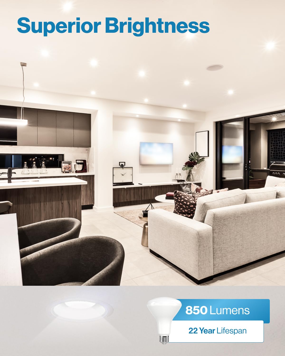 Sunco 10 Pack Br30 Light Bulbs Led, Recessed Can Light Bulbs, Indoor Flood Bulb, 850 Lm, 11W (65W Equivalent), 2700K Soft White,