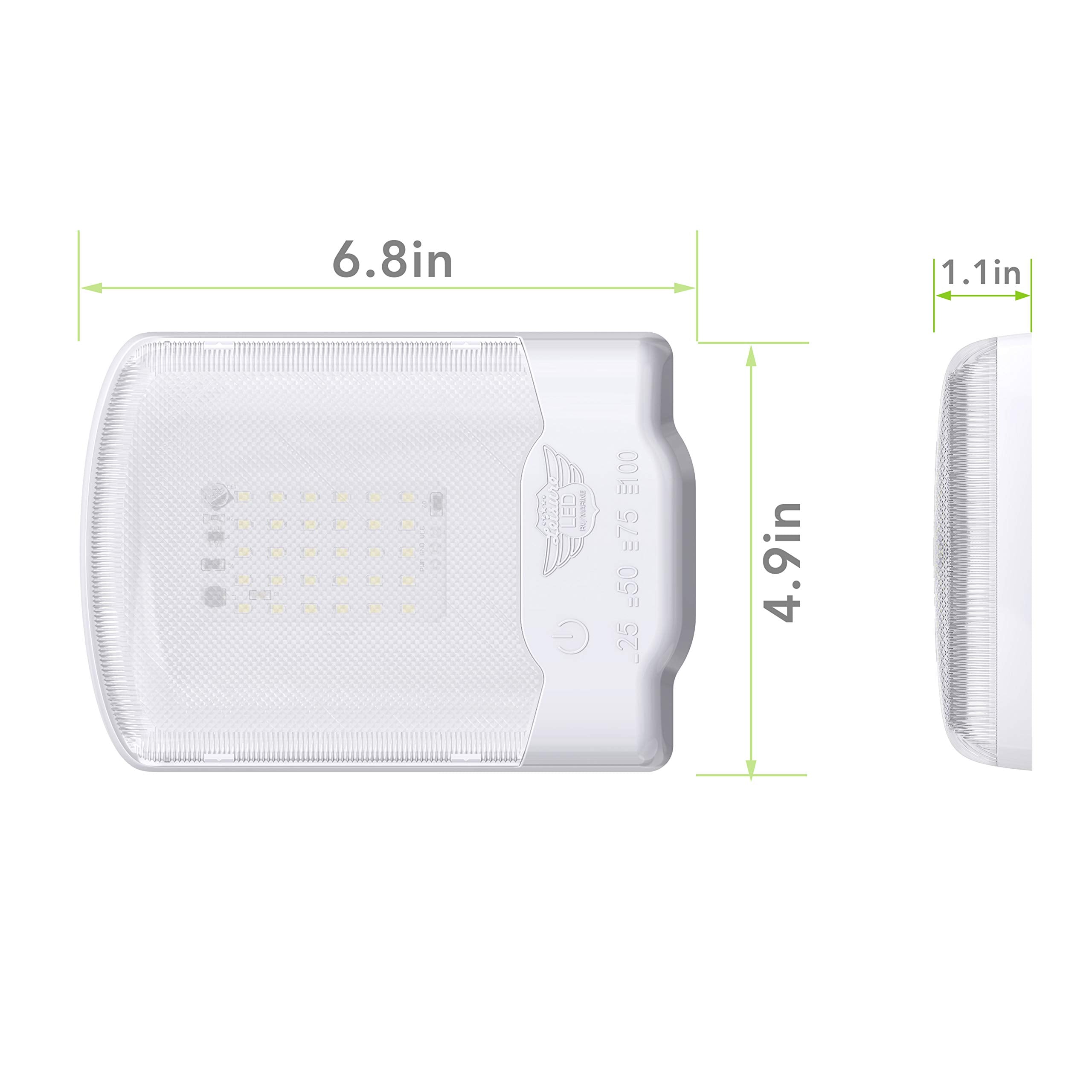 Leisure Led Rv Led Ceiling Single Dome Light Fixture With Built In Dimmer Interior Lighting For Rv/Trailer/Camper/Boat 12V Natural White 4000-4500K 325Lm (Touch Dim Natural White 4000-4500K, 5-Pack)