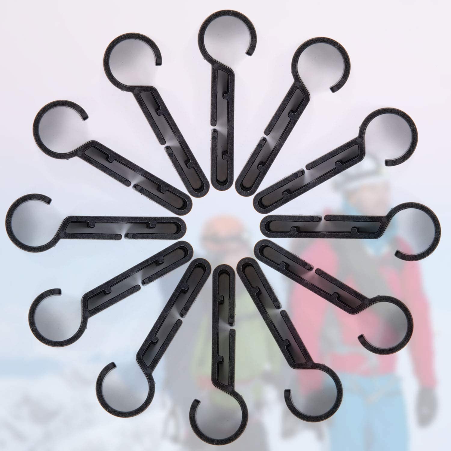 COCOMK Headlamp Clips for Hard Hats, Black ABS Material, Full Size, 12 Pack