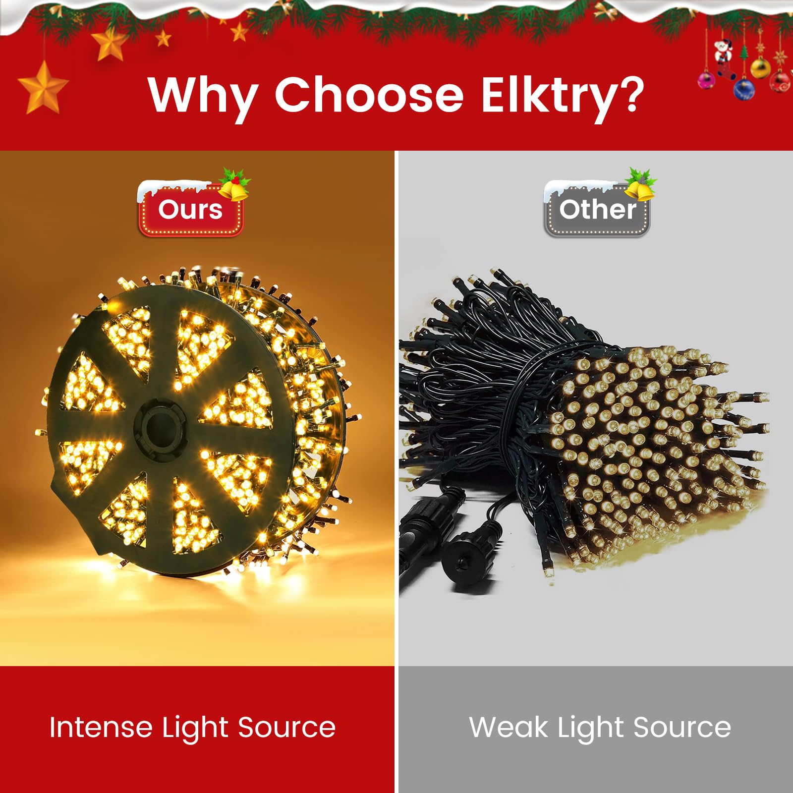 Areker 164Ft 2000Led Christmas Lights Outdoor Indoor  Green Wire Christmas Day String Lights Plug In  Ultra Bright 8 Modes Waterproof Fairy Lights For Xmas Tree Party Wedding Decoration  Warm White