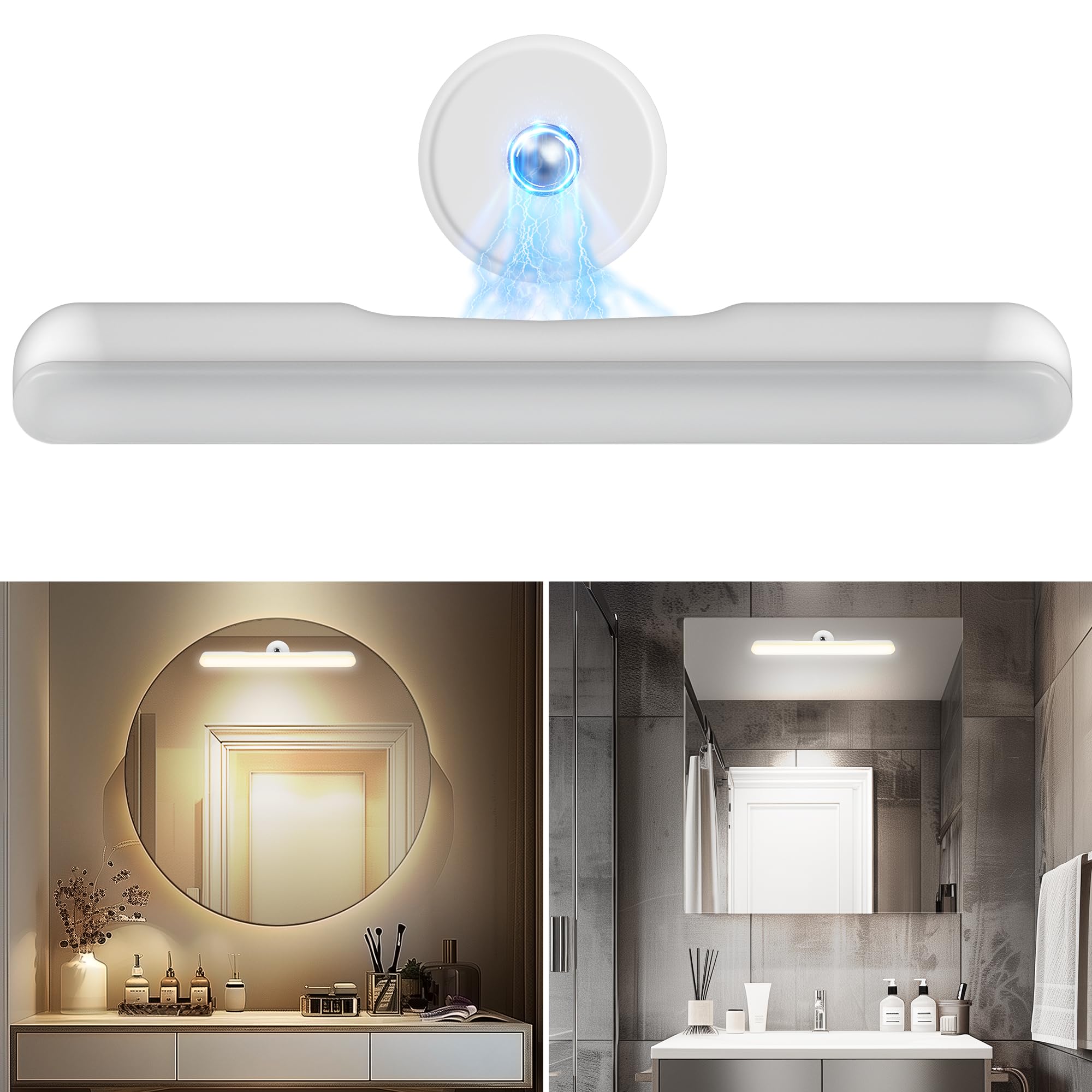 Cambk Cordless Vanity Mirror Lights, 4000Mah Rechargeable Makeup Lighting For Bathroom With Adjustable Color Temp & Brightness, 36 Hrs Battery Life Portable Led Wireless Vanity Light For Travel