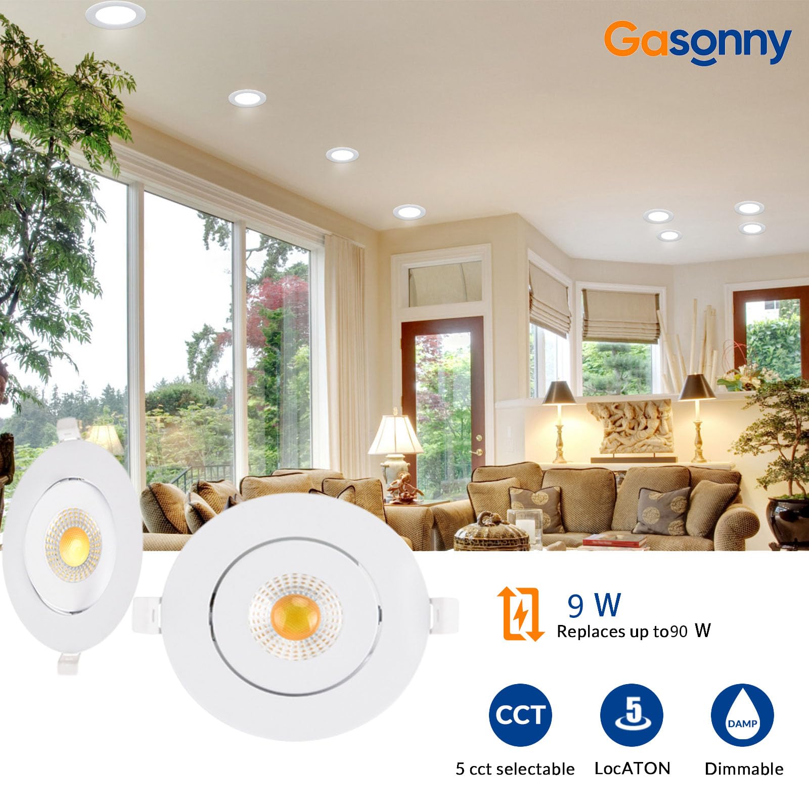 4 Inch Led Recessed Lights Ultra-Thin Adjustable Eyeball Gimbal Led Recessed Lighting With Junction Box 9 Watts 750Lm Dimmable Ceiling Light Etl Listed (2700K/3000K/3500K/4000K/5000K Option 12Pack)