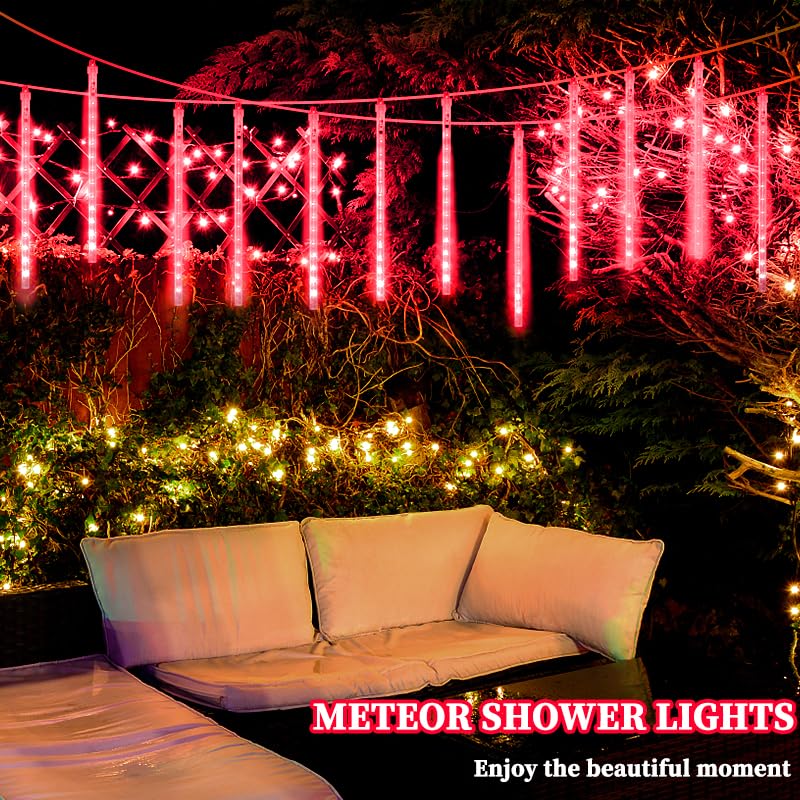 Roytong Meteor Shower Lights, Christmas Lights, 12 Inch 10 Tube 360 Led Rain Falling Icicle Cascading Lights For Xmas Tree Hallo