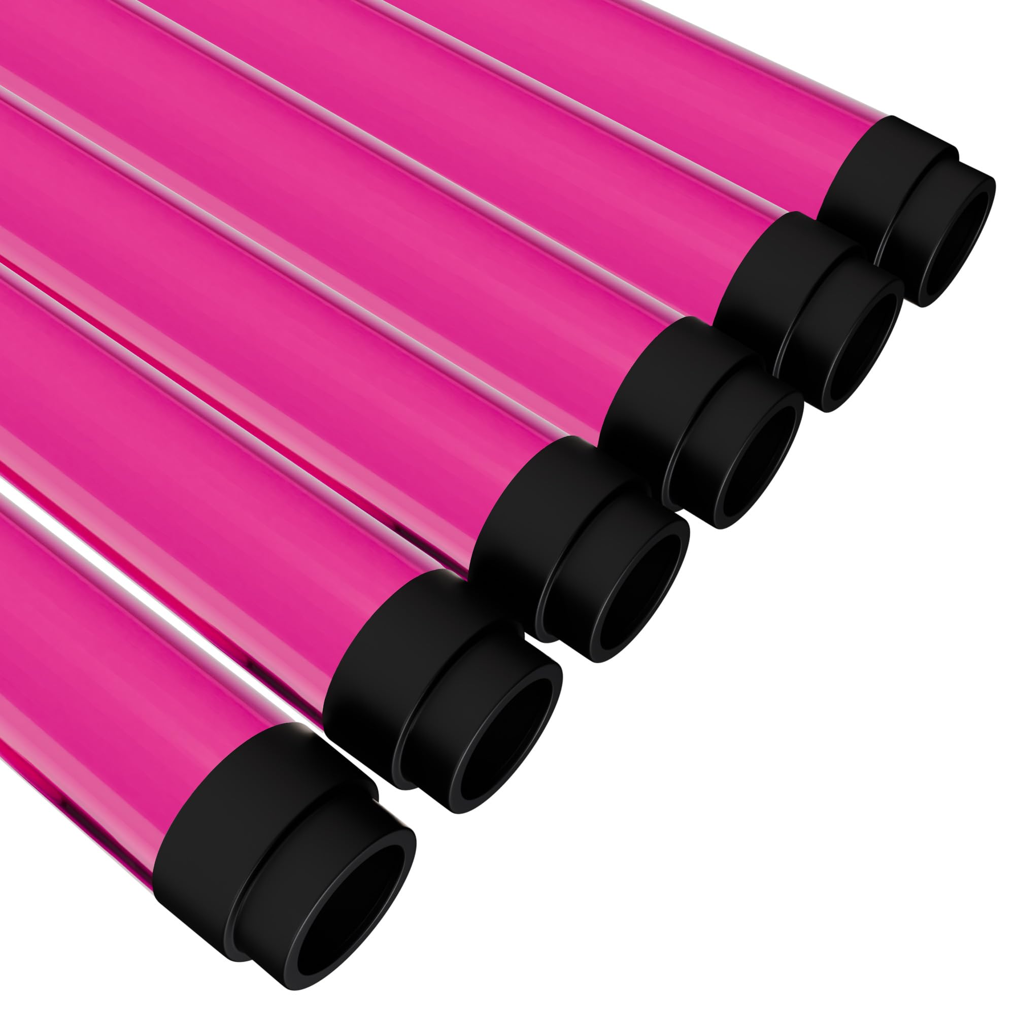 Kastlite T8 Led/Fluorescent Light Tube Guard With End Caps - 46-3/8 Lamp Diffuser Covers & Safety Sleeves  Pink Protective Plastic Bulb Replacement Covering & Overhead Lighting Accessory  Pack Of 12