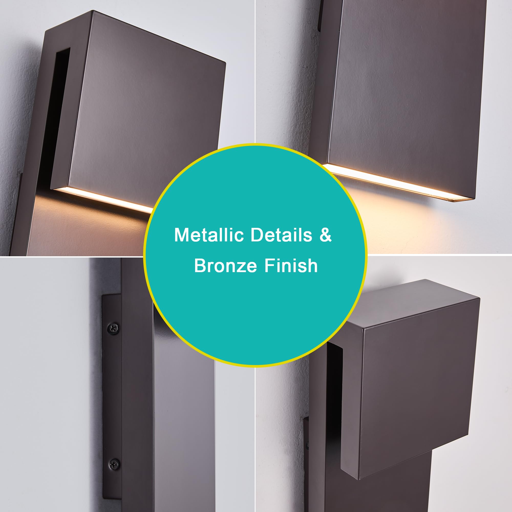 Tarentlight Outdoor Wall Lights, Modern LED Sconce 3000K, 2 Pack Bronze, Metal Fixtures for Front Door, Porch, Garage, Patio
