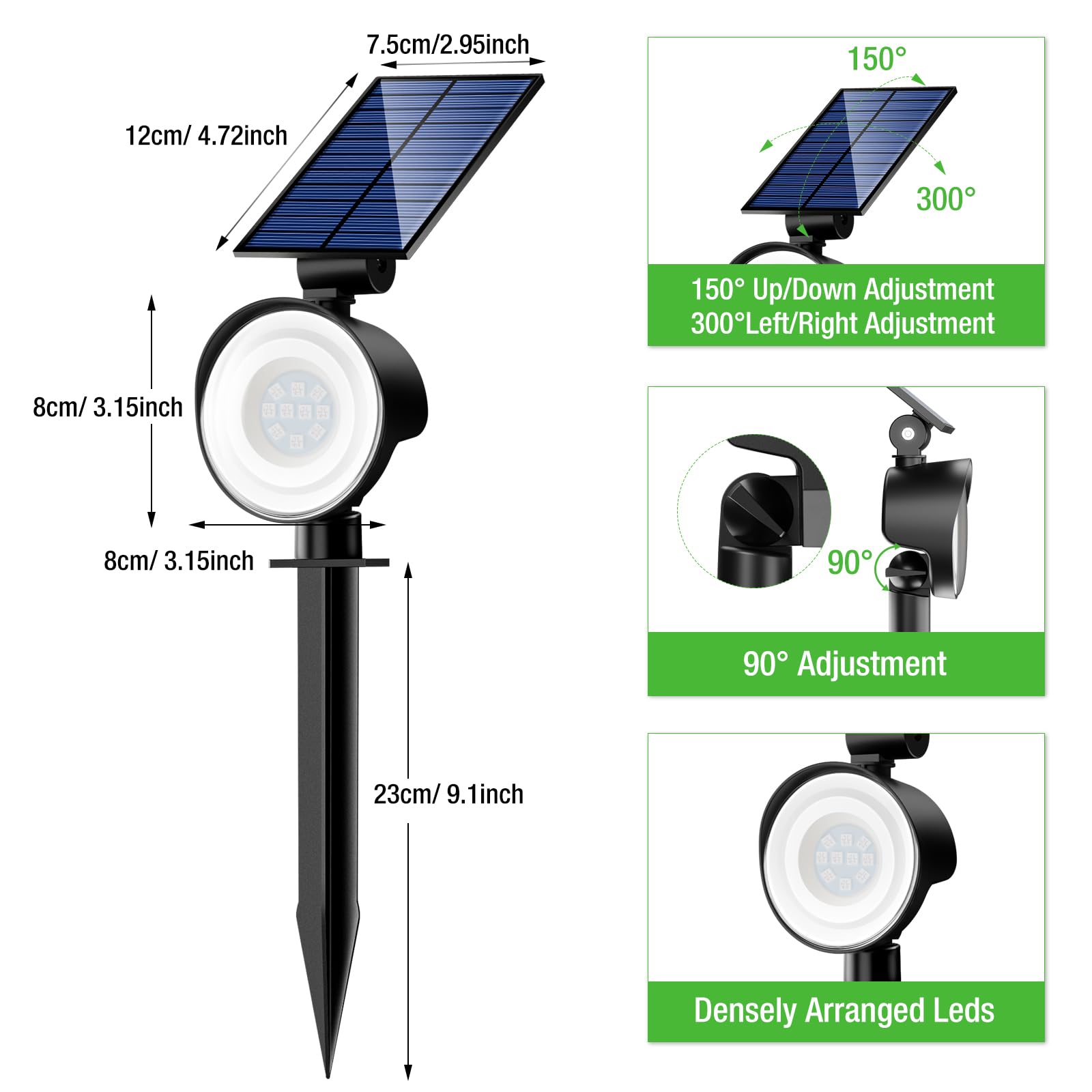 Nipify 8 Pack Solar Spot Lights Outdoor Waterproof  Solar Spotlight Light For Outside Yard Landscape Lighting Pathway Lights Wall Auto On/Off  Rgb