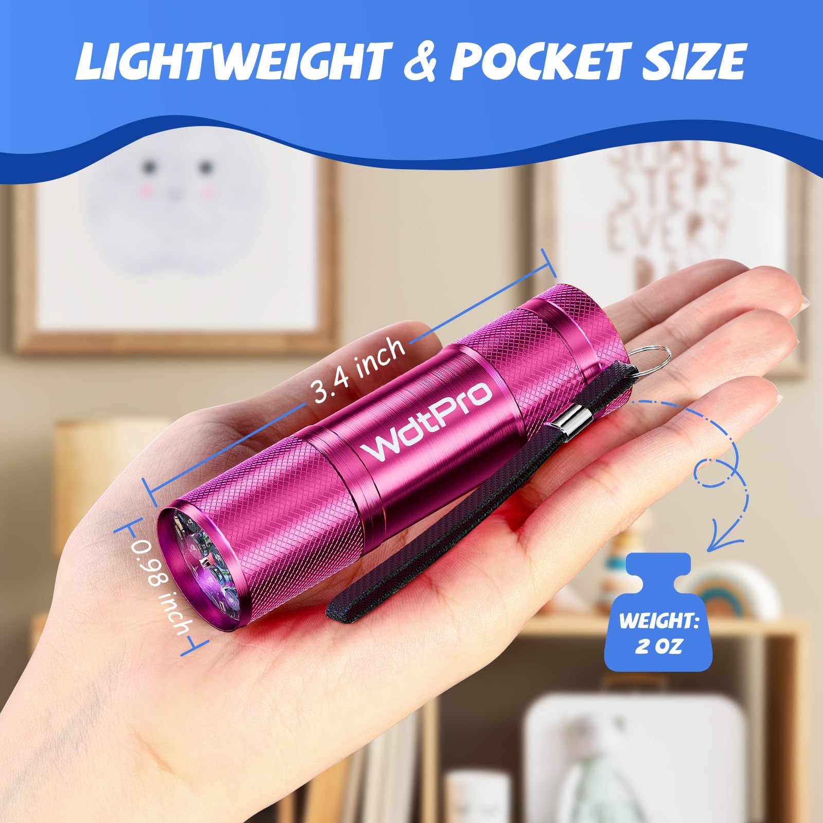 WdtPro LED Mini Flashlights 18 Pack, Aluminum, Assorted Colors, Model MAF-30