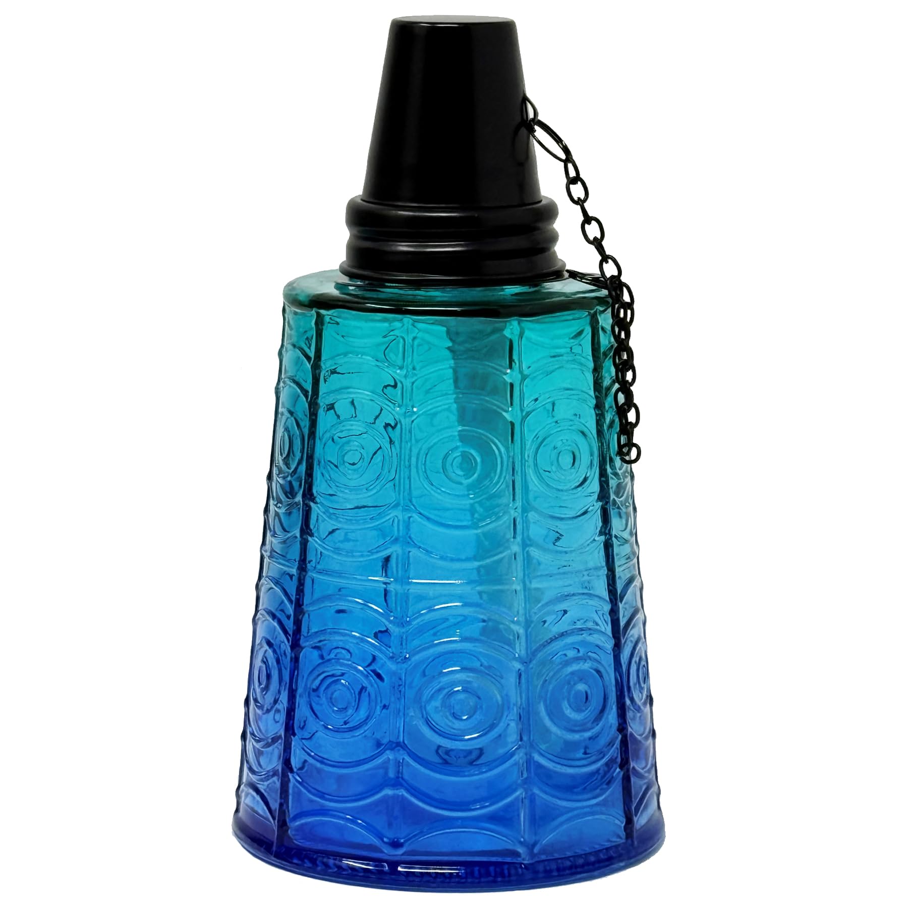 Seraphic Citronella Table Top Torches, 16oz Decorative Glass, Set of 3, Tropical Blue for Outdoor Patio, Garden, Parties