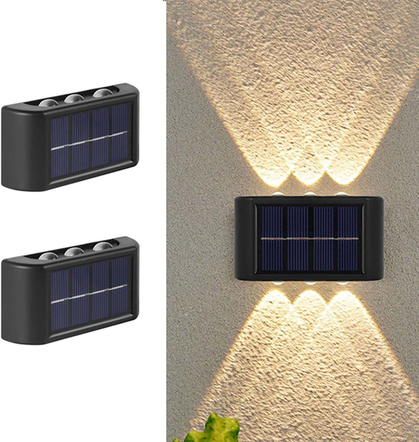 Aslidecor Solar Fence Lights, 2 Pack Waterproof Warm White Step Light For Outdoor Use