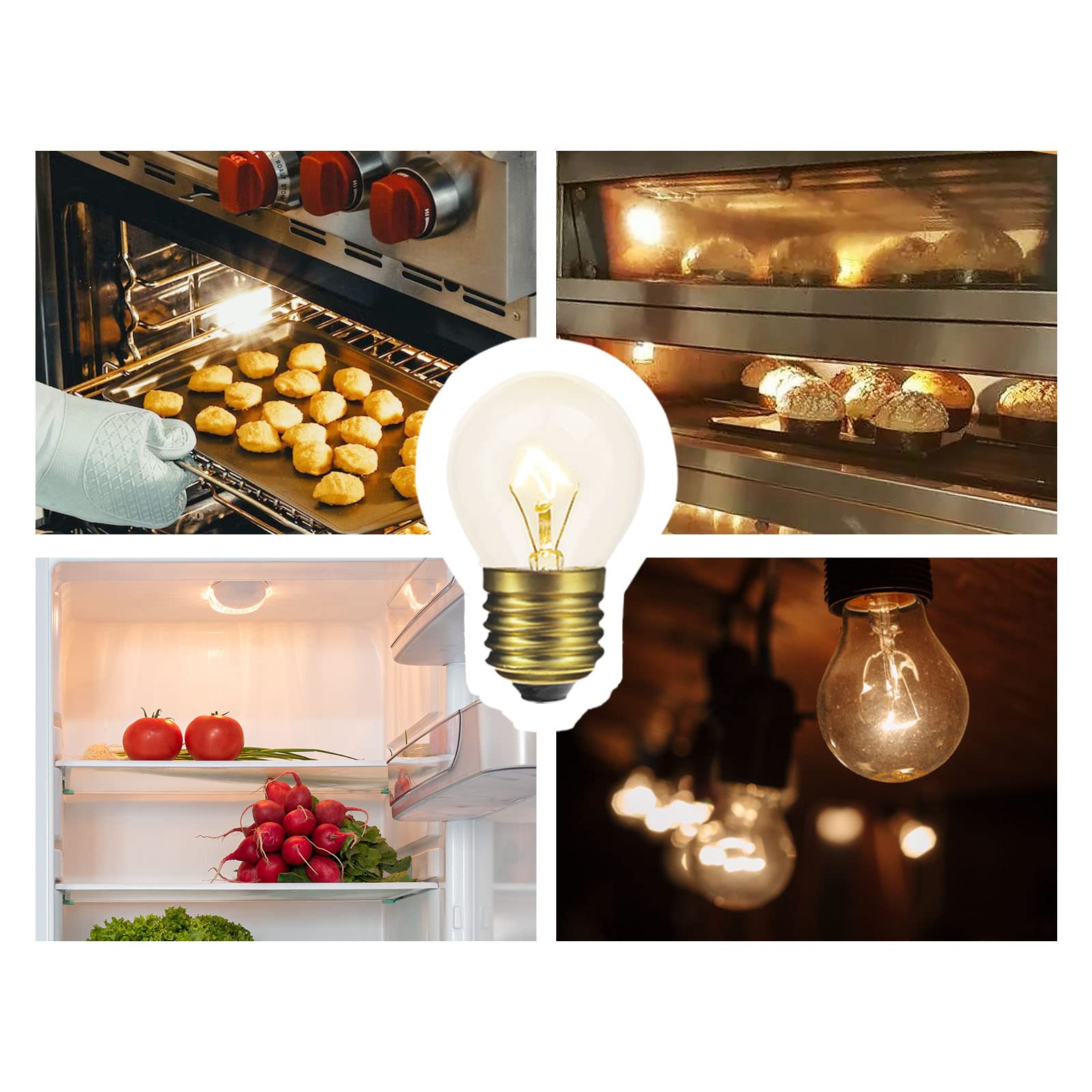 Visther 40W Oven Light Bulb G45, Dimmable Clear Glass, 2-Pack, High Temp For Oven & Microwave