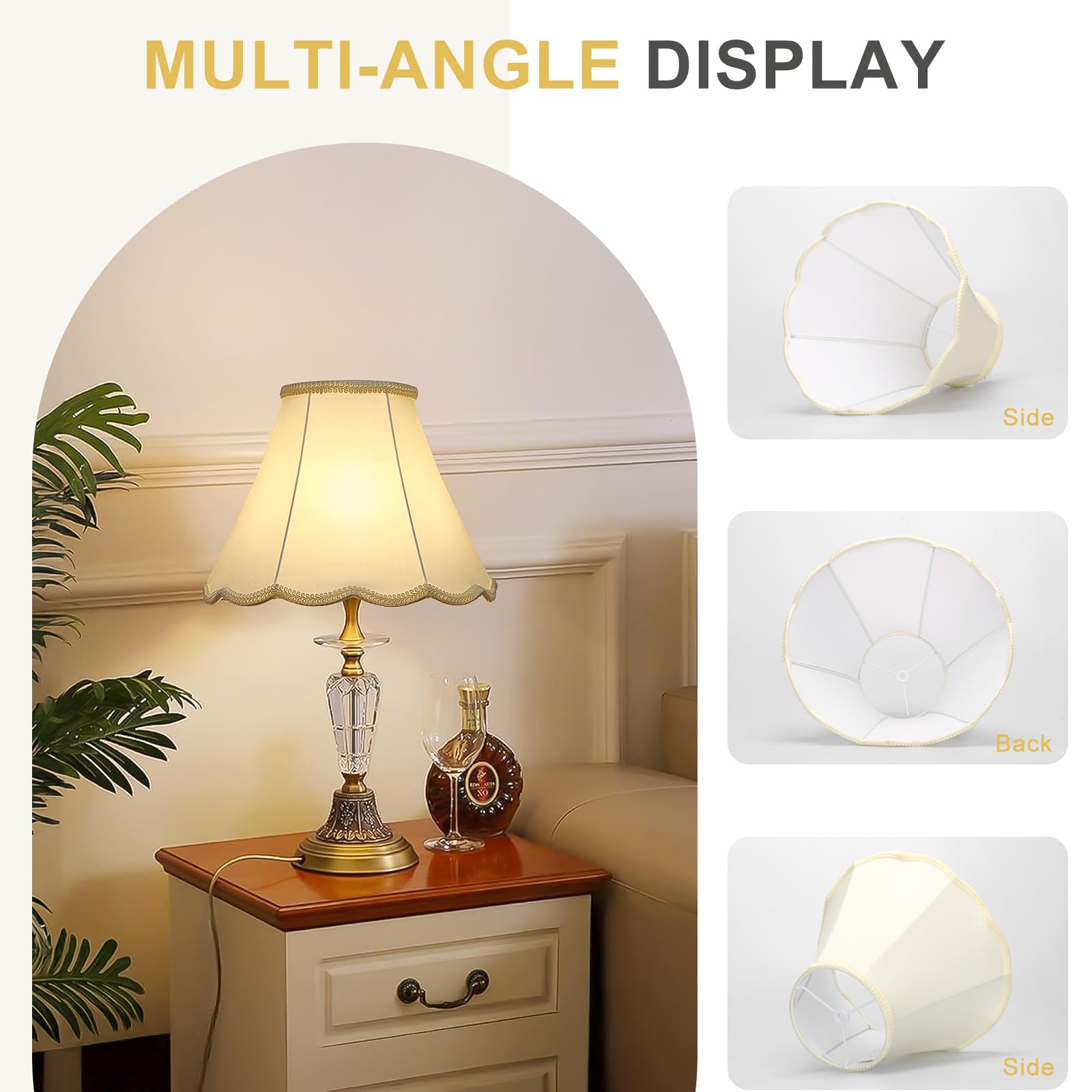 Medium Lamp Shades Set Of 2, Cream Lamp Shade For Floor Lamps Table Lamps, 6.1''Top X 13''Bottom X 9.6''High, Scalloped Lamp Sha