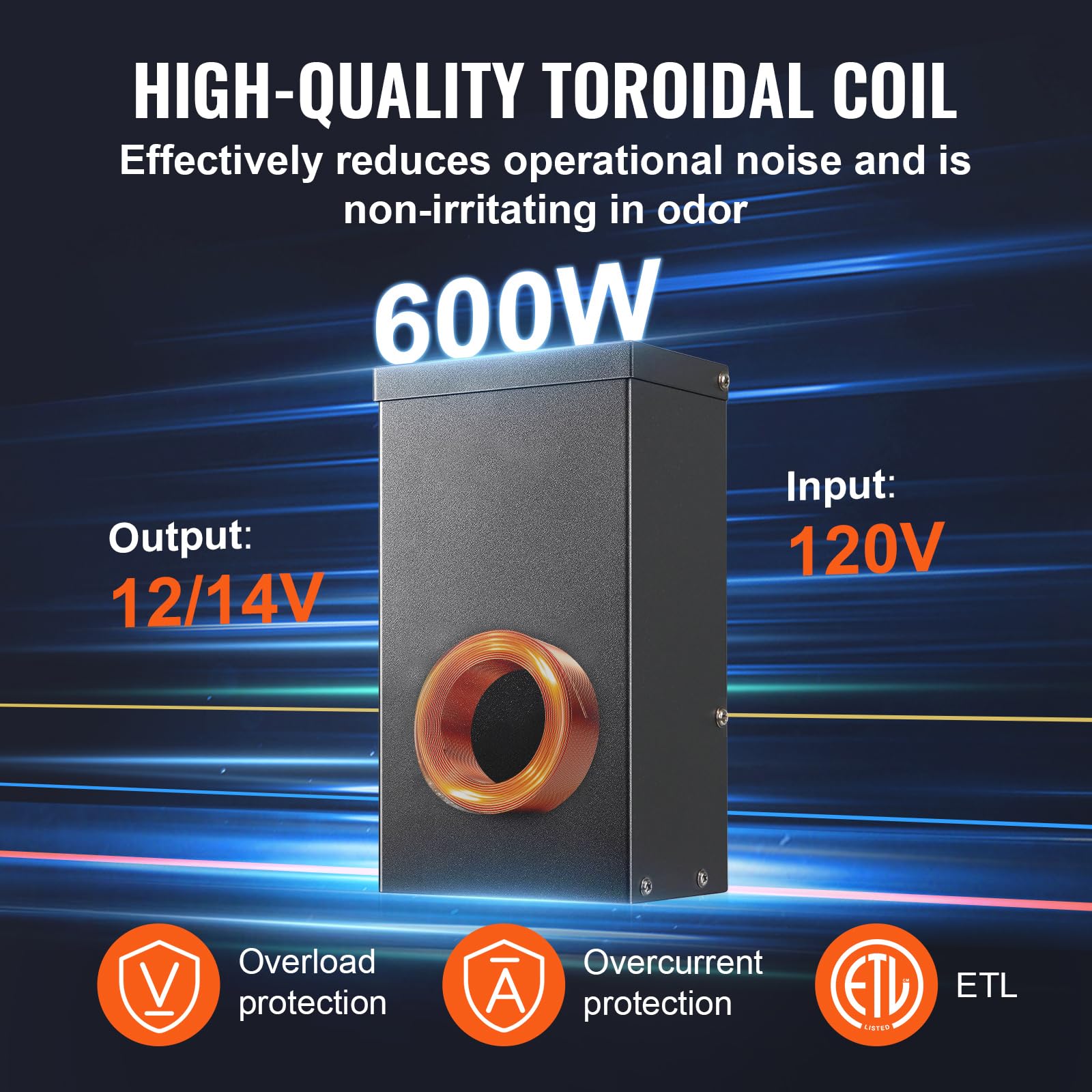 Vevor 600W Landscape Transformer, Timer & Photocell Sensor Equipped, Weatherproof Outdoor Lighting Converter, 120V Ac To 12V/14V