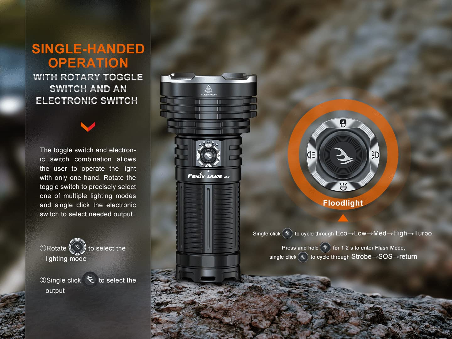 Fenix LR40R V2.0 Super Bright 15,000 Lumen Flashlight, USB-C Rechargeable, Anodized Aluminum, Long Throw Searchlight