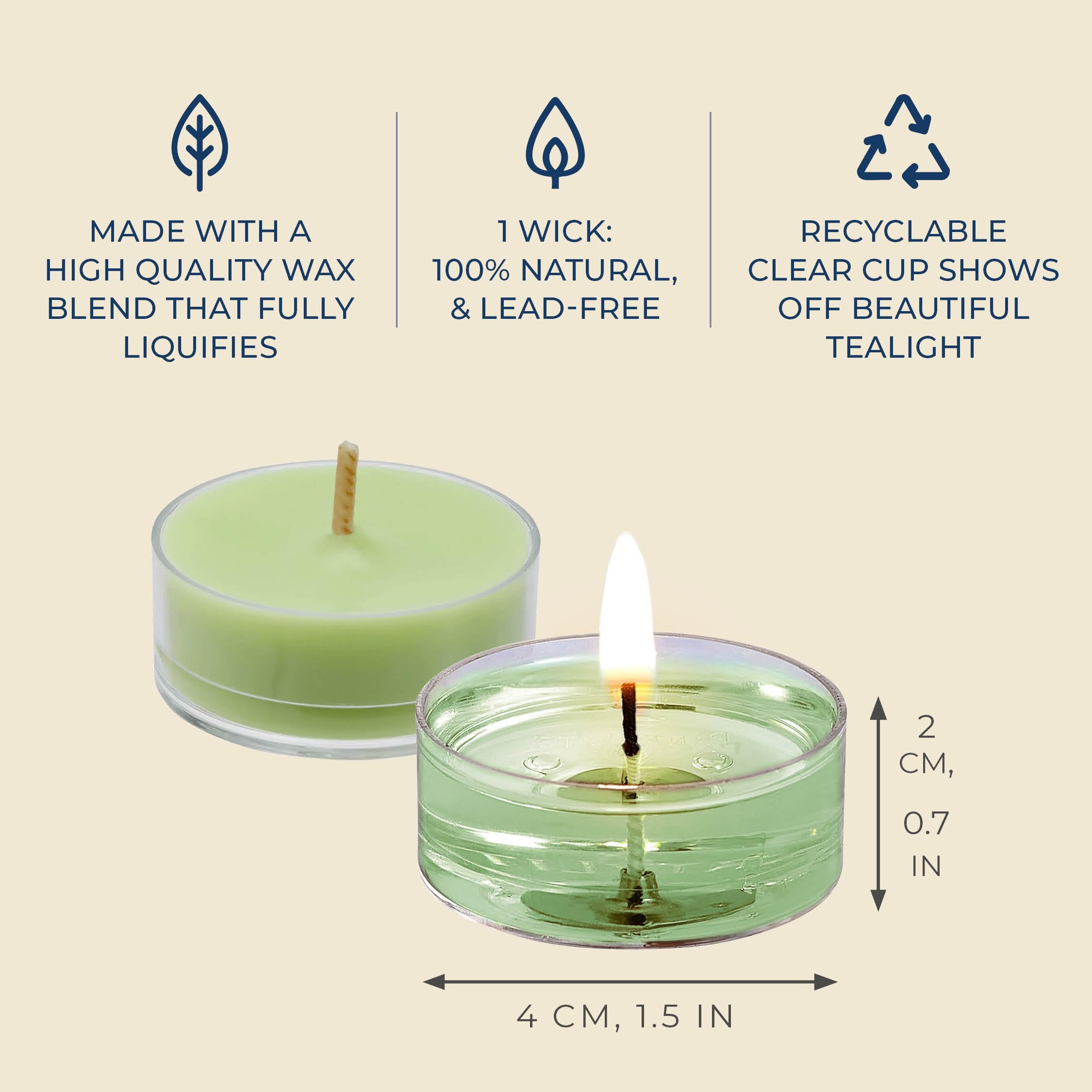 Partylite Set Of 12 Tea Lights Candles  Cucumber & Clementine Scent  Aromatherapy Scented Candles Gift Set  Up To 4 To 6 Hours Burn Time