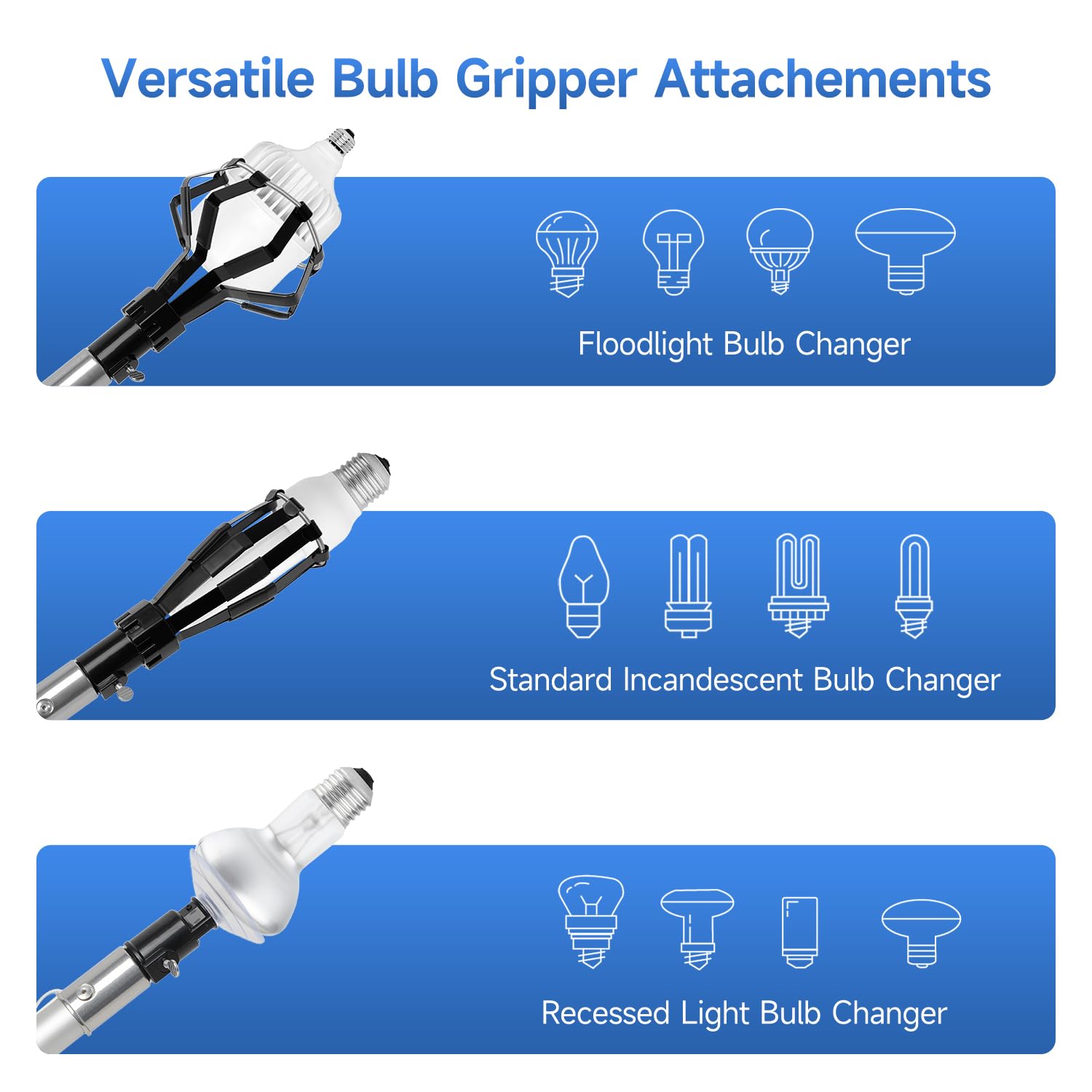 Thmxit 26Ft Telescopic Light Bulb Changer For High Ceilings With Extension Pole, 5-20Ft Light Bulb Extension Pole Changer With B