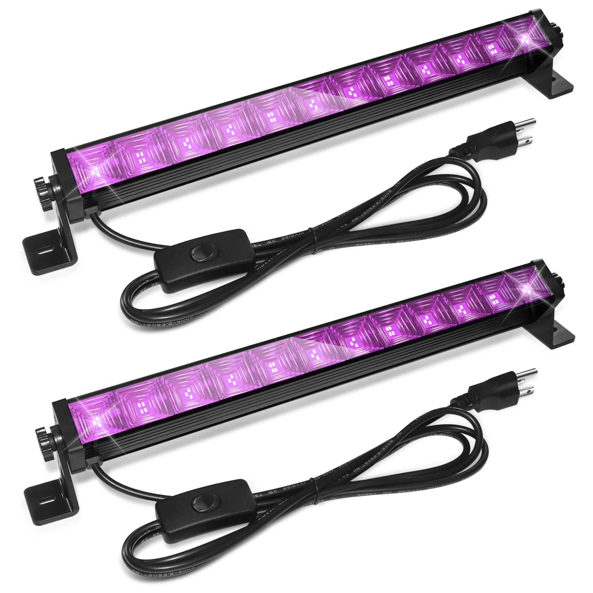 Upgraded 2 Pack 40W LED Black Light Bar,Blacklight with Plug+Switch+6.5ft Cord,Black Lights Party Supplies for Halloween Glow Fl