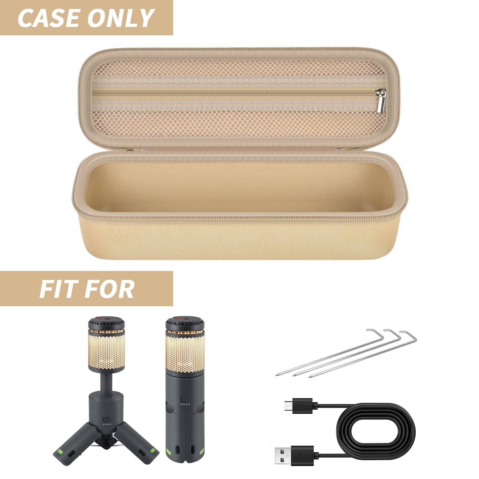 Boobowl Telescopic Camping Light Case - Brown, Durable EVA Material, for BYSOU/AsFrost/SupeDesk/Outask