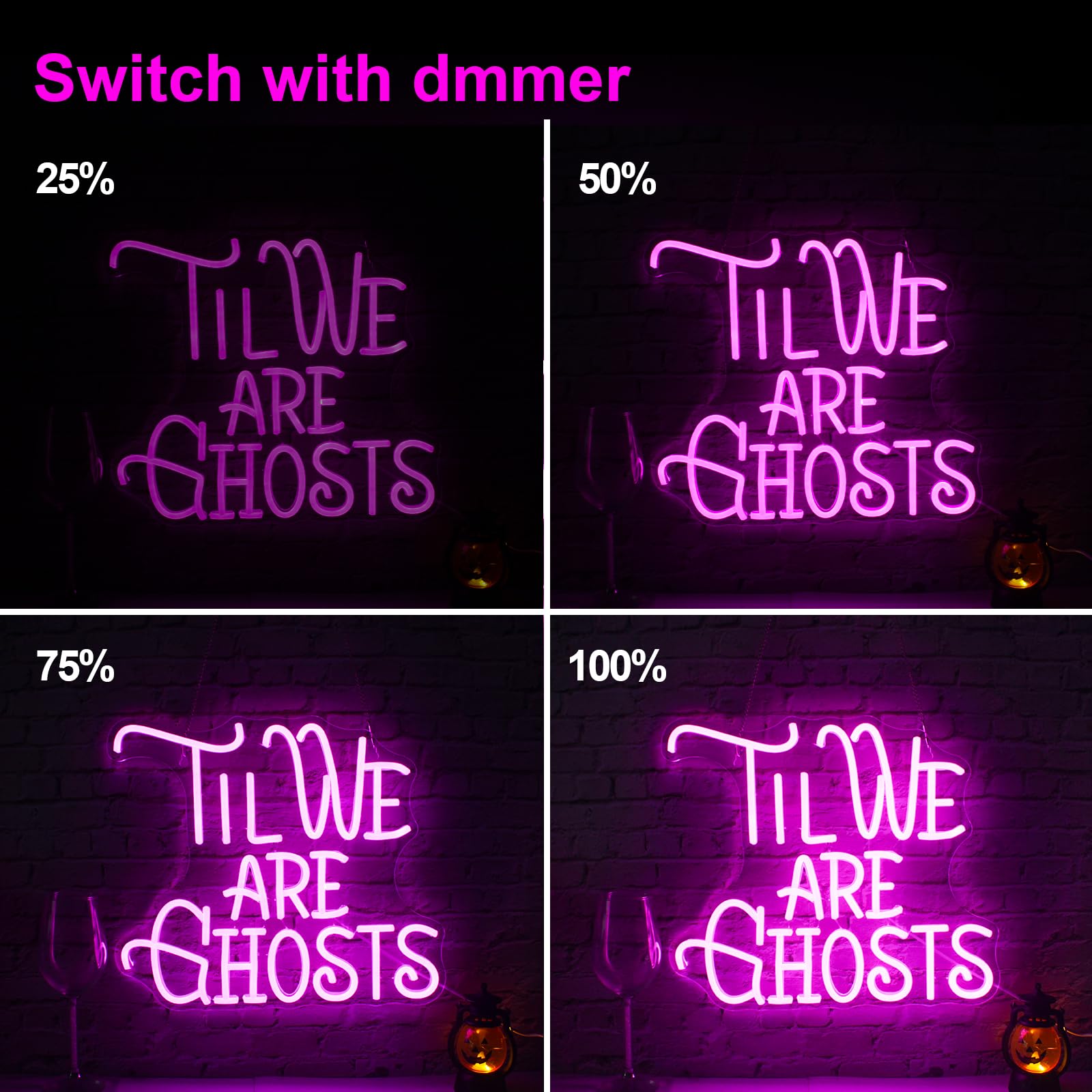 Til We Are Ghost Neon Sign Pink Gothic Home Decor ValentineS Day Decor Sign Goth Room Sign For Bedroom Living Room Office Dorm Valentines Gift Birthday Wedding Party Decor Halloween