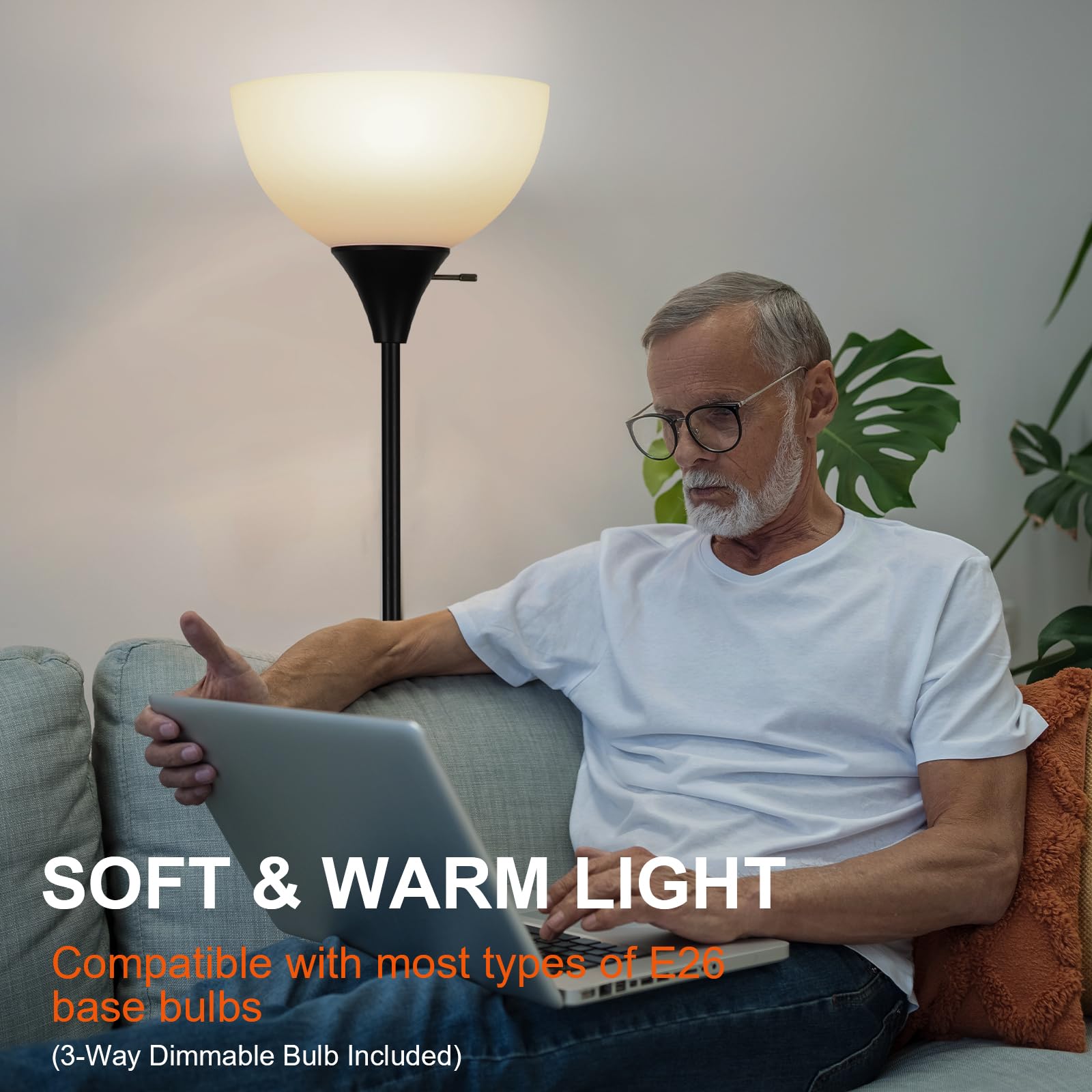 Floor Lamp, Dimmable Standing Lamp, 3 Levels Brightness Led Floor Lamp Rotary Switch Floor Lamps Modern Industrial Lamp With Sha