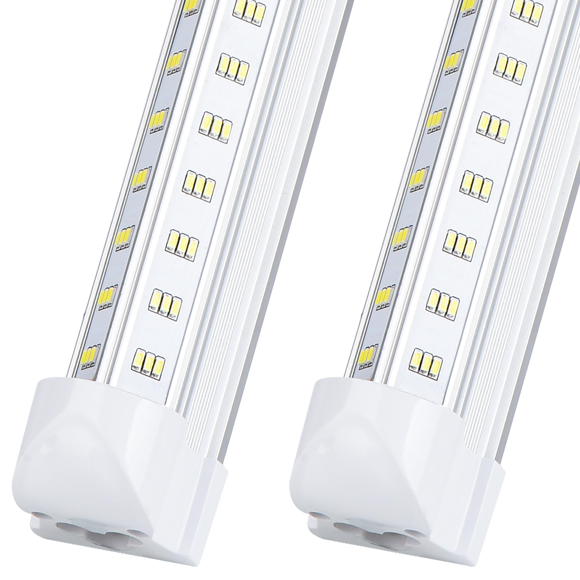 Singteam 10Pack 8Ft LED Shop Light Fixture, 100W Integrated LED Tube Light,15500LM, 6500K, Clear Cover,6 Rows V Shape 270 Degree