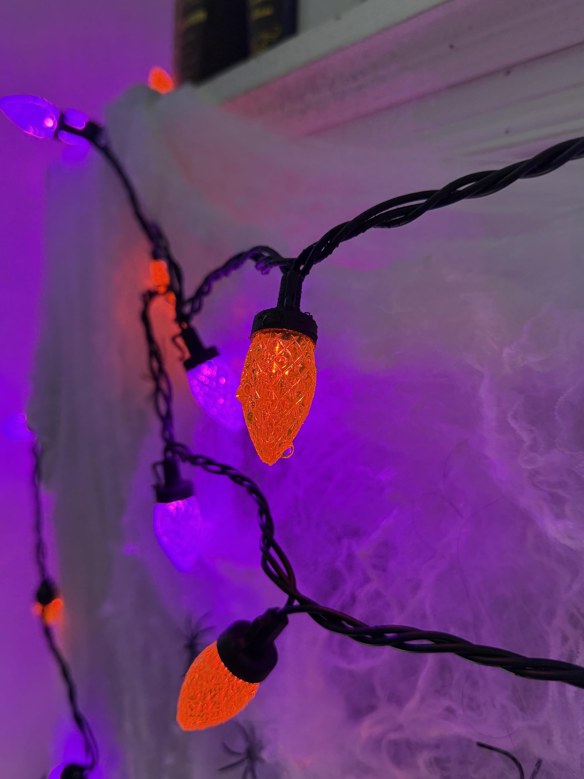 Xingzd 26Ft Halloween String Lights Outdoor  50 C7 Led Orange And Purple String Lights  Plug-In Halloween Patio Decorative Lights For Indoor Christmas Backary Porch House Holiday Party Decor