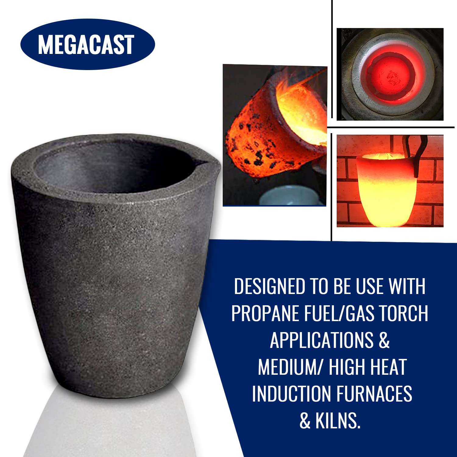 #3 6Kg Metal Cap. Megacast, Foundry Clay Graphite Crucibles Black Cup Furnace Torch Melting Casting Refining Gold Silver Copper