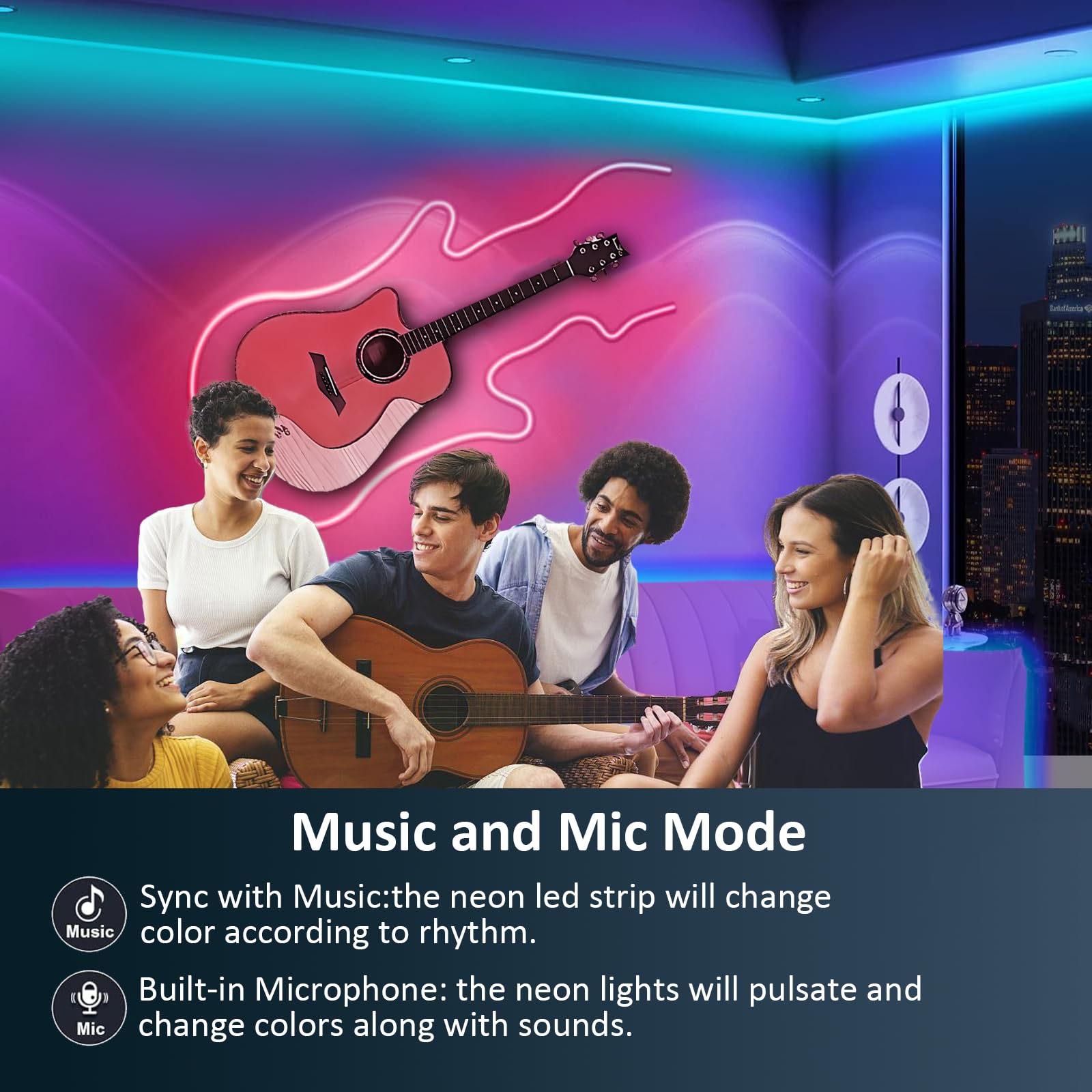 Bunacet 52Ft Led Neon Rope Lights, Rgb Strips Light With Remote & App Control,Flexible Ip67 Waterproof Outdoor, Music Sync,Diy D