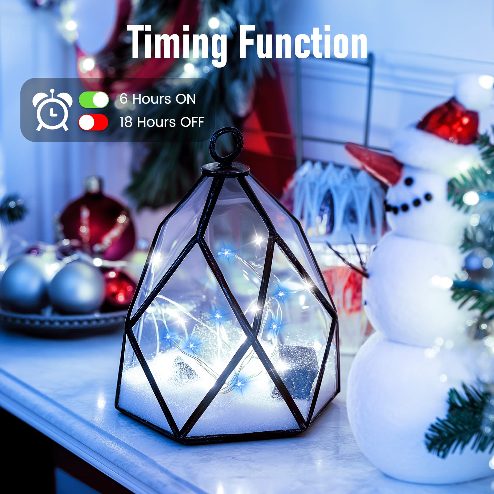 5 Pack Fairy Lights Battery Operated, 7 Feet 20 Led String Lights With Timer, Waterproof Firefly Lights On Silver Wire For Home Party Wedding Christmas Decorations, 6 Hours On/18 Hours Off, Blue White