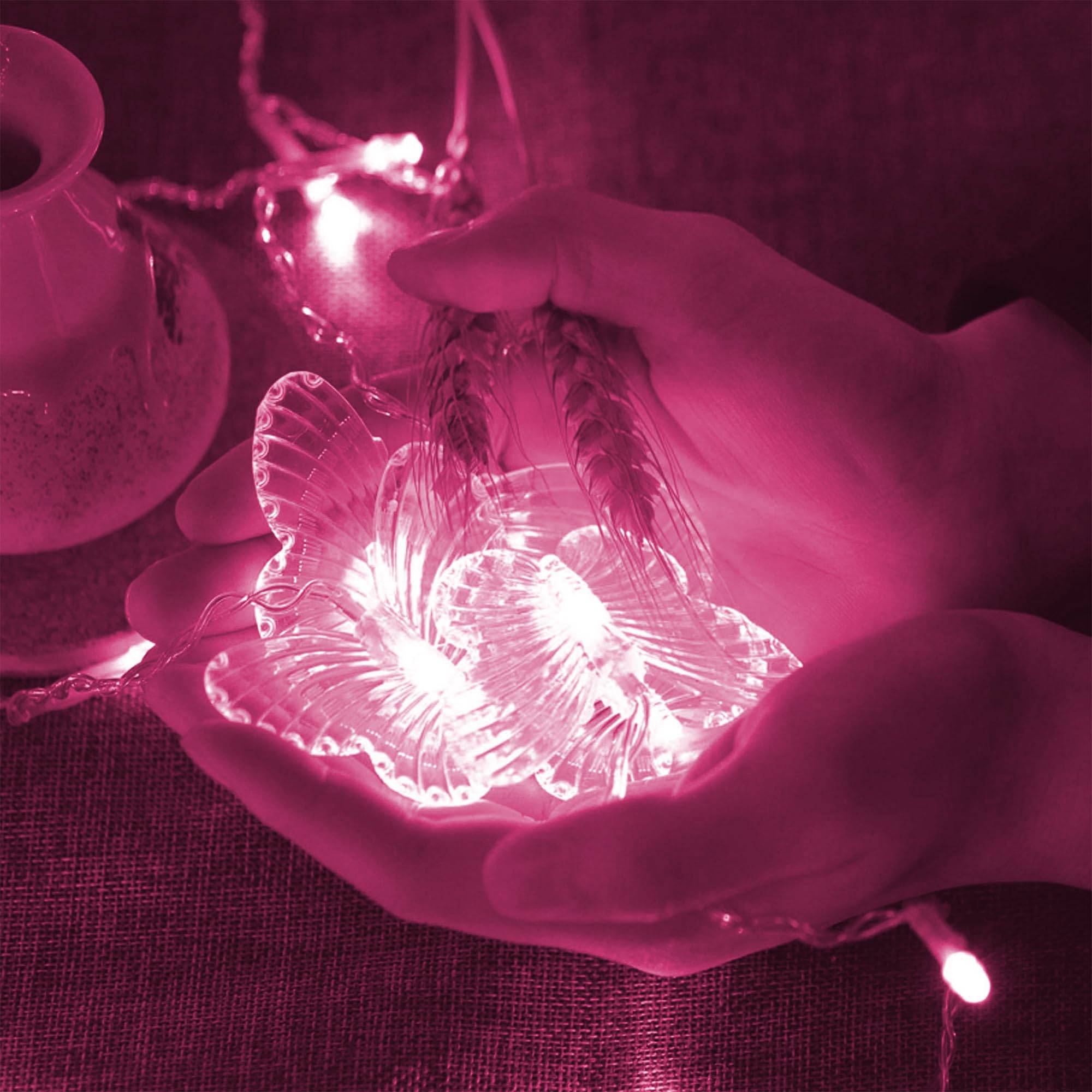 Decorman Butterfly Curtain Lights, 4.9ft 48 LED USB Window Fairy Lights 10 Butterflies 8 Modes Firefly Twinkle Timer String Ligh