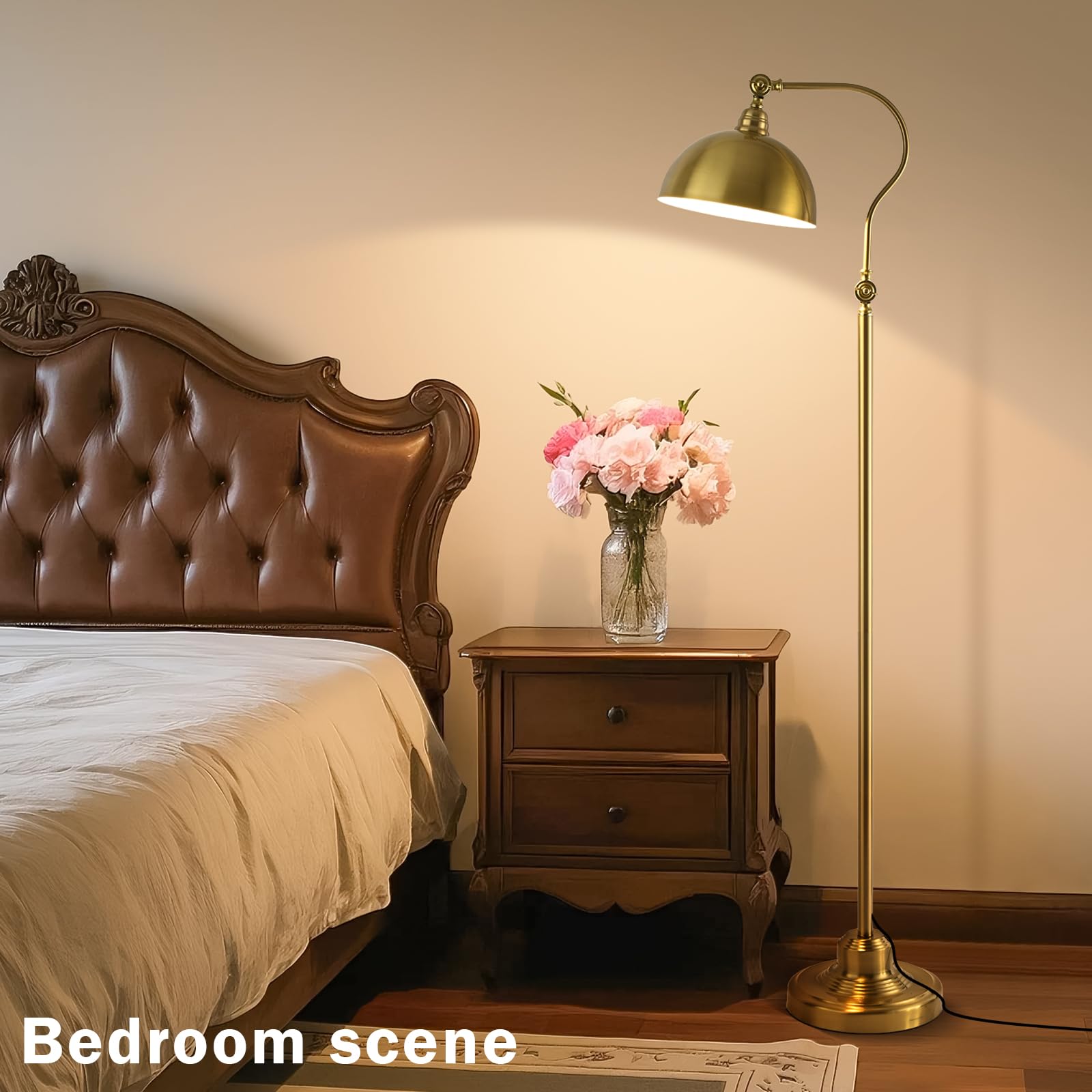 dujunlinghang Bright LED Floor Lamp with Remote Control, Adjustable Brass Design, Model MD-8801-Gold, Gold Finish