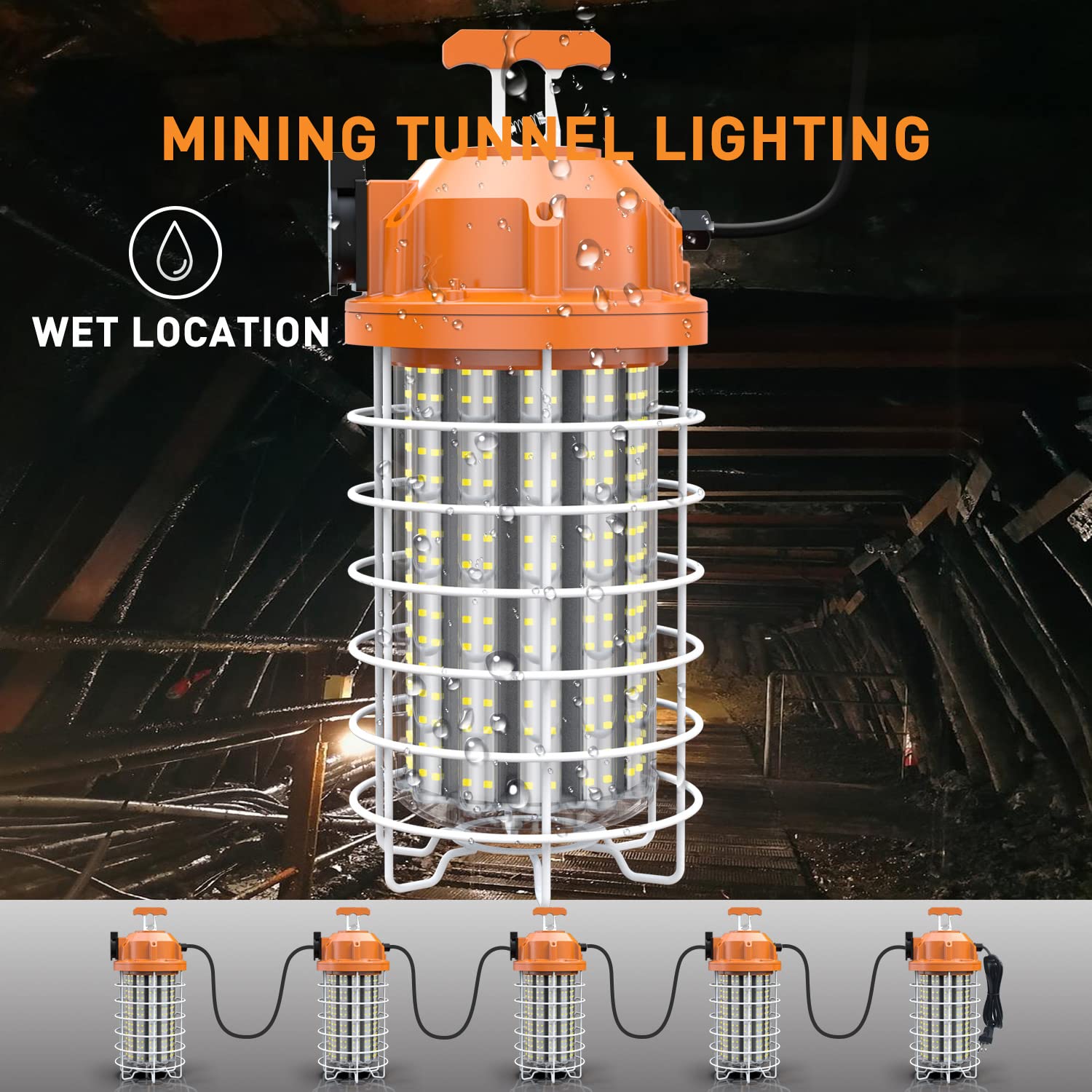 Ns 150W High Bay Temporary Led Work Light 23550Lm 5000K Daylight White With Indoor And Outdoor Hook Portable Hanging Lighting Fo