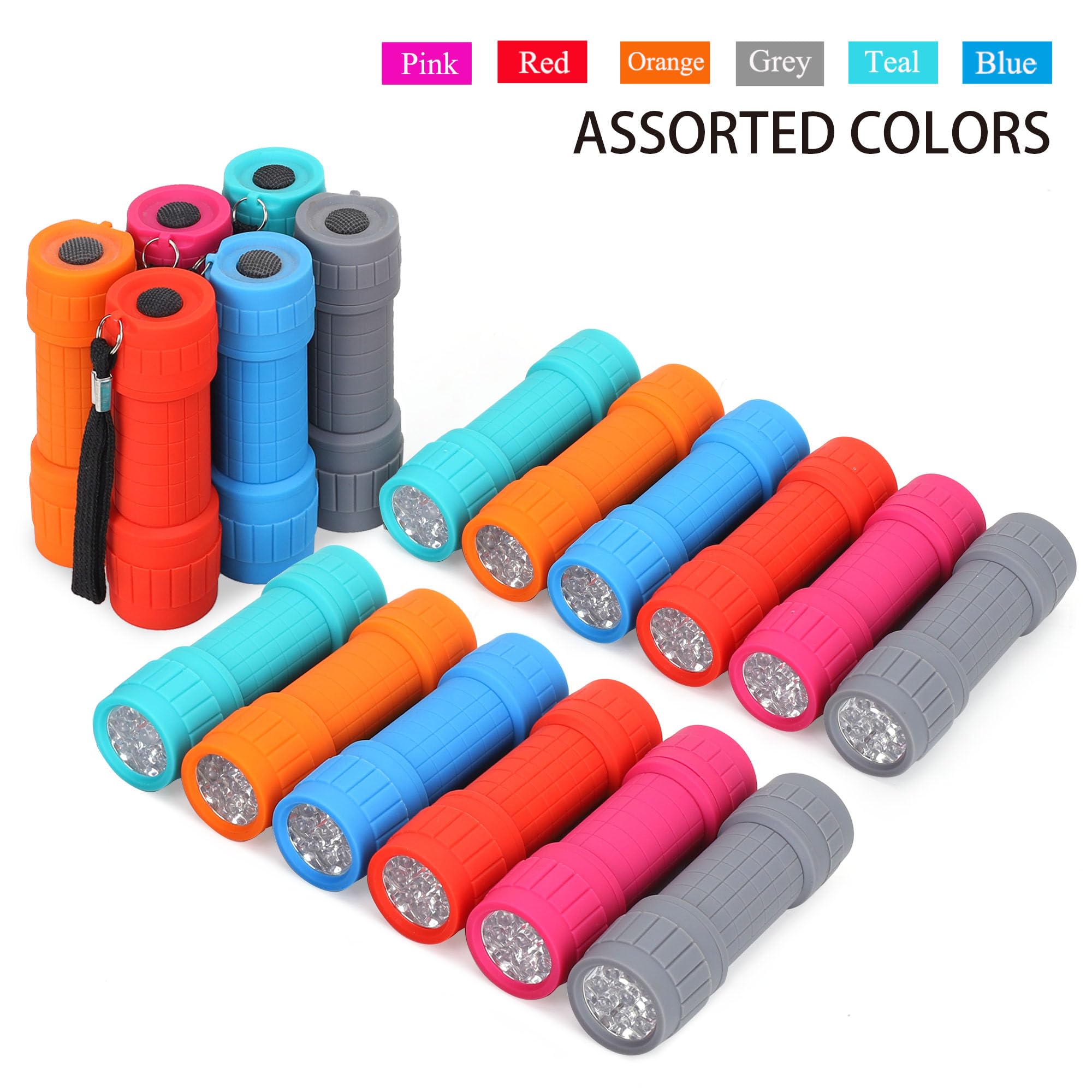 FASTPRO 30-Pack Mini Flashlight Set, 9-LED, AAA Batteries Included, Multicolor, Model F00568